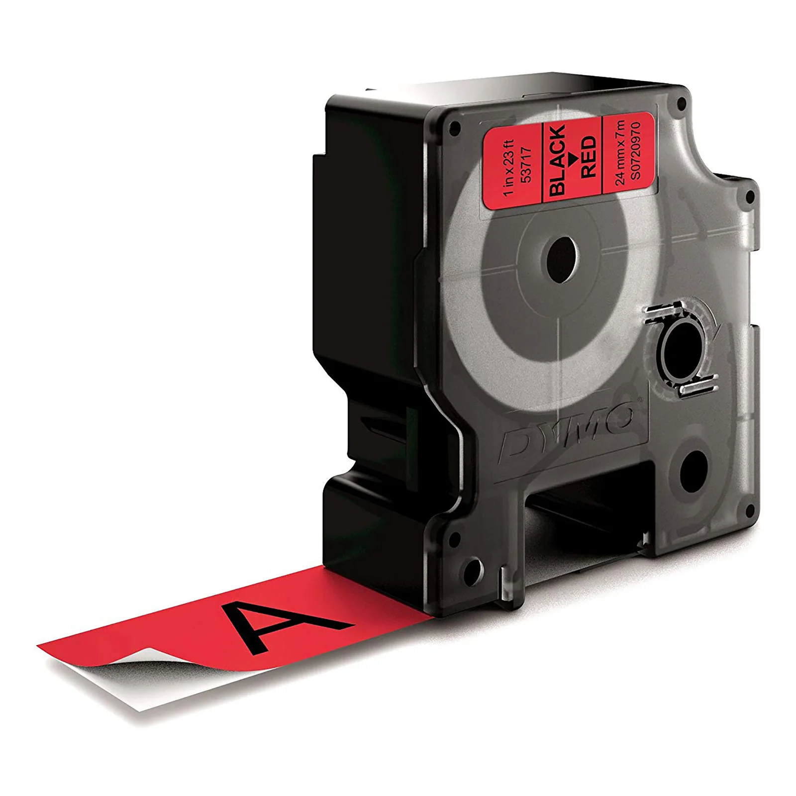 DYMO D1 étiquettes autocollantes authentiques | rouleau de 12 mm x 7 m | impression en noir sur fond rouge | pour étiqueteuses LabelManager
