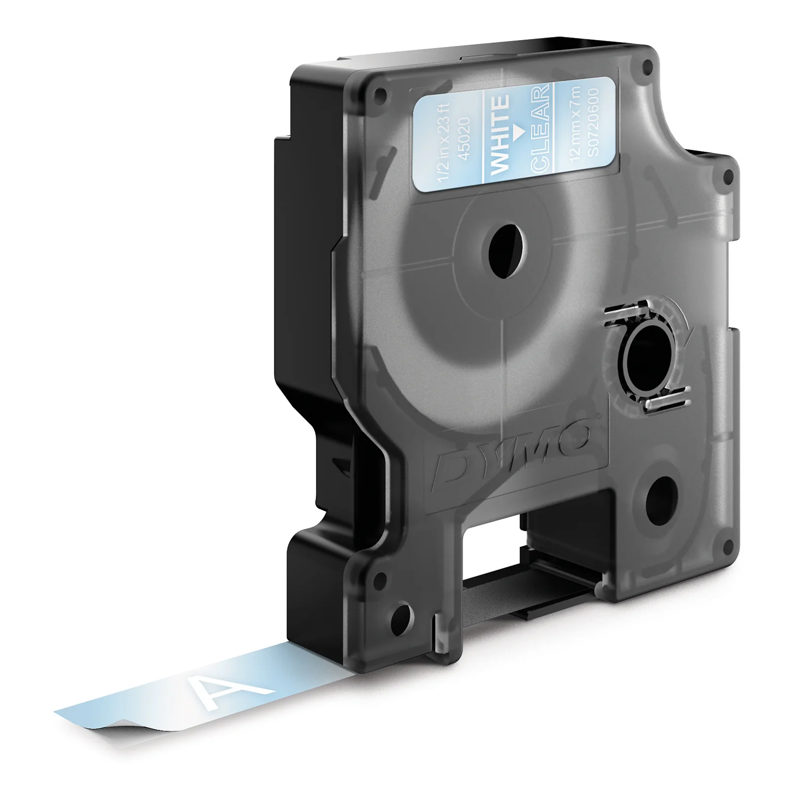 DYMO D1 étiquettes autocollantes authentiques | rouleau de 12 mm x 7 m | impression en noir sur fond transparent | pour étiqueteuses LabelManager