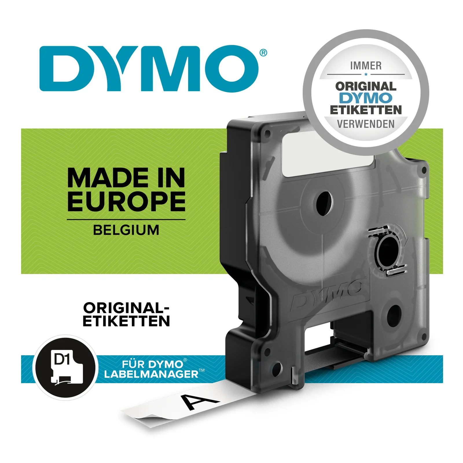 DYMO D1 étiquettes autocollantes authentiques | rouleau de 12 mm x 7 m | impression en noir sur fond transparent | pour étiqueteuses LabelManager