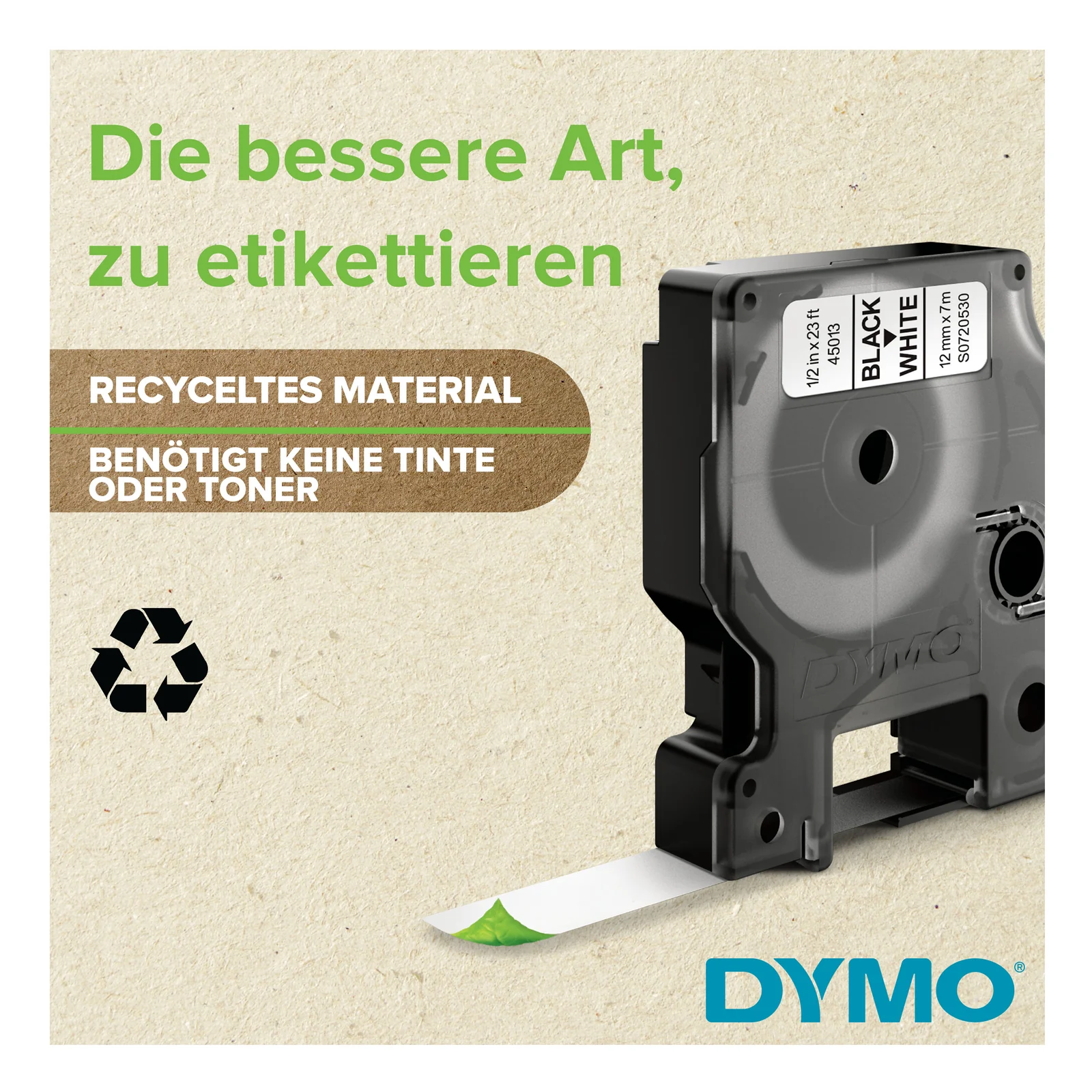 DYMO D1 étiquettes autocollantes authentiques | rouleau de 12 mm x 7 m | impression en noir sur fond transparent | pour étiqueteuses LabelManager
