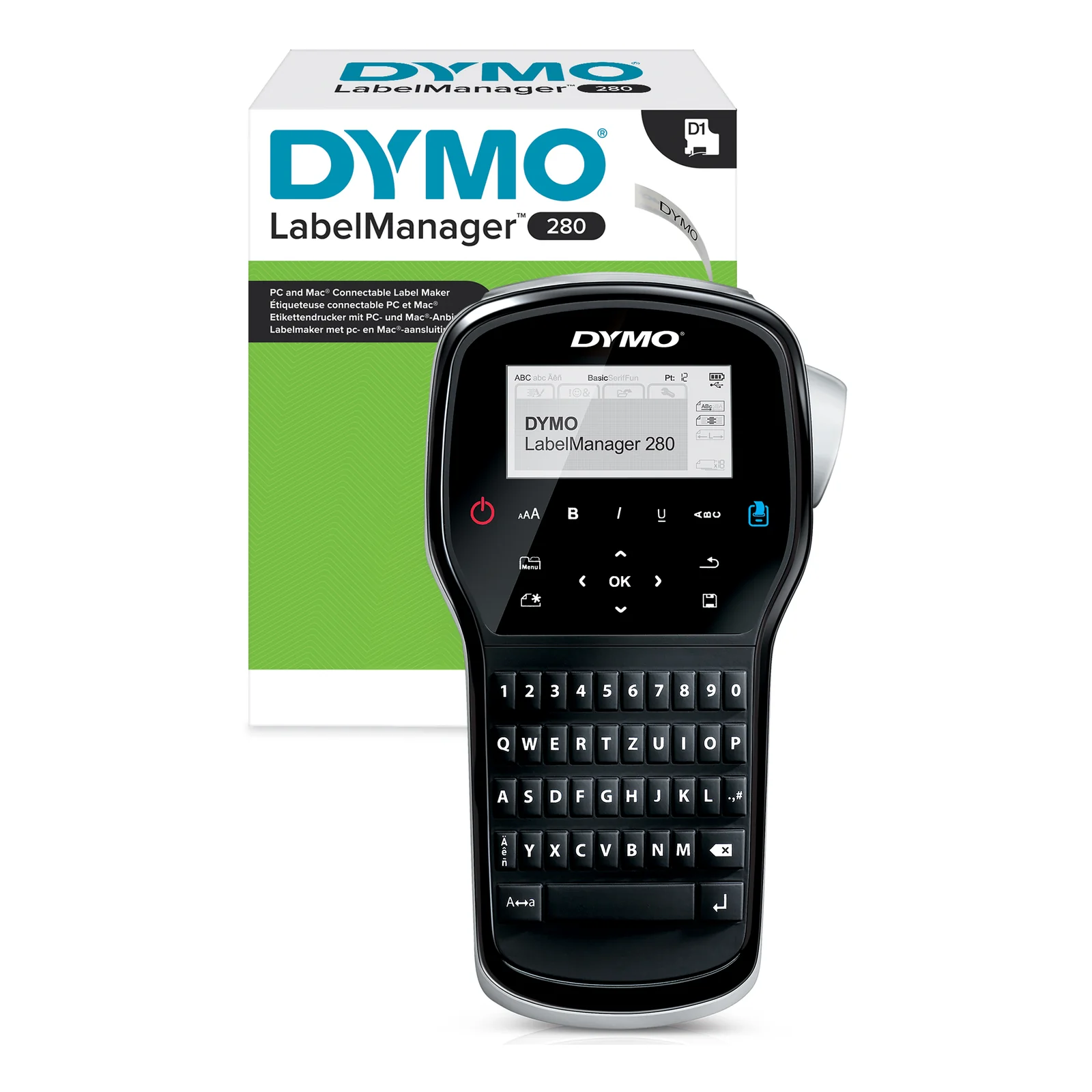 DYMO LabelManager Étiqueteuse Portable Rechargeable 280 | Clavier QWERTZ | Connectivité PC ou Mac