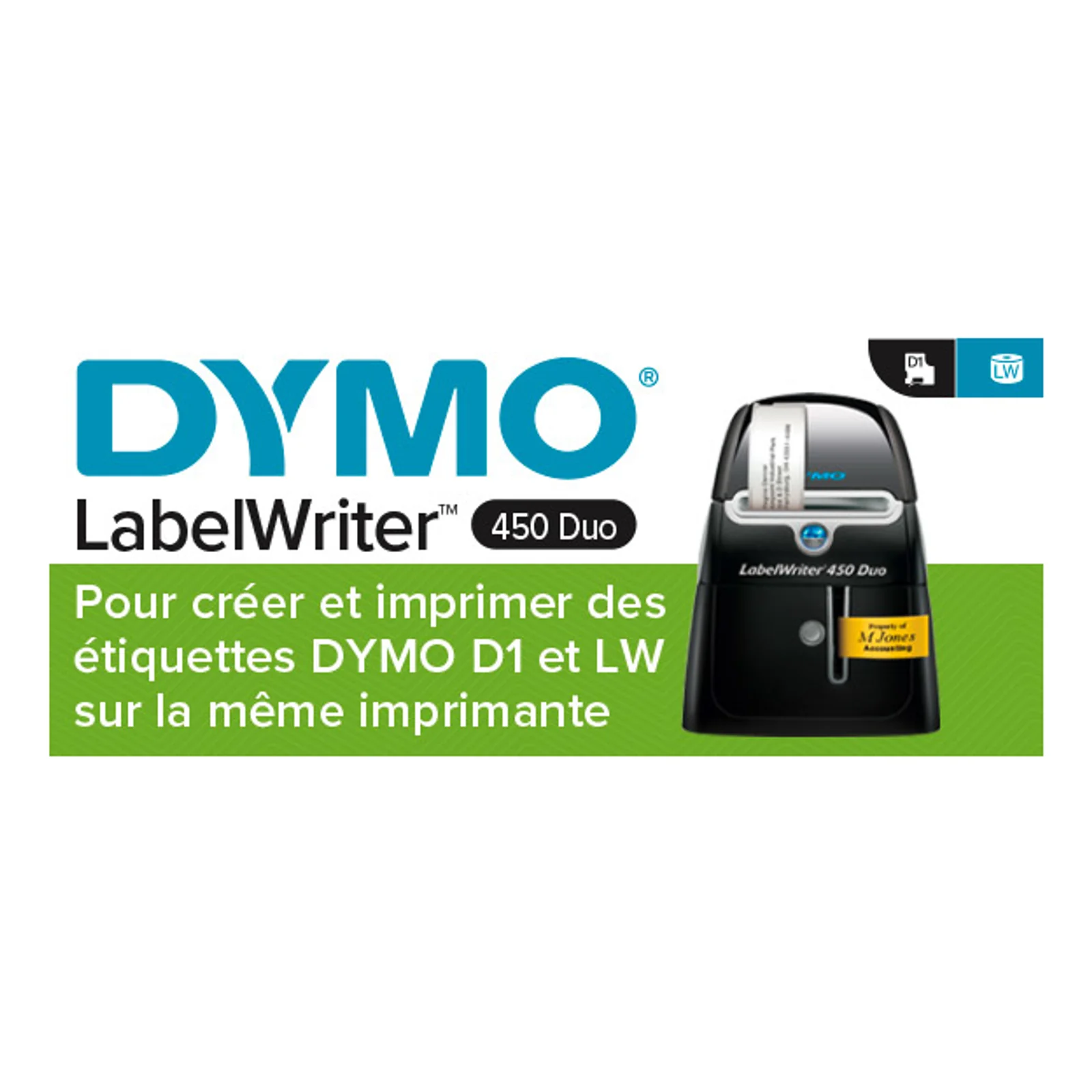 DYMO LabelWriter 450 Duo Imprimante d'étiquettes | papier thermique | 600 x 300 ppp | jusqu'à 71 étiquettes/minute