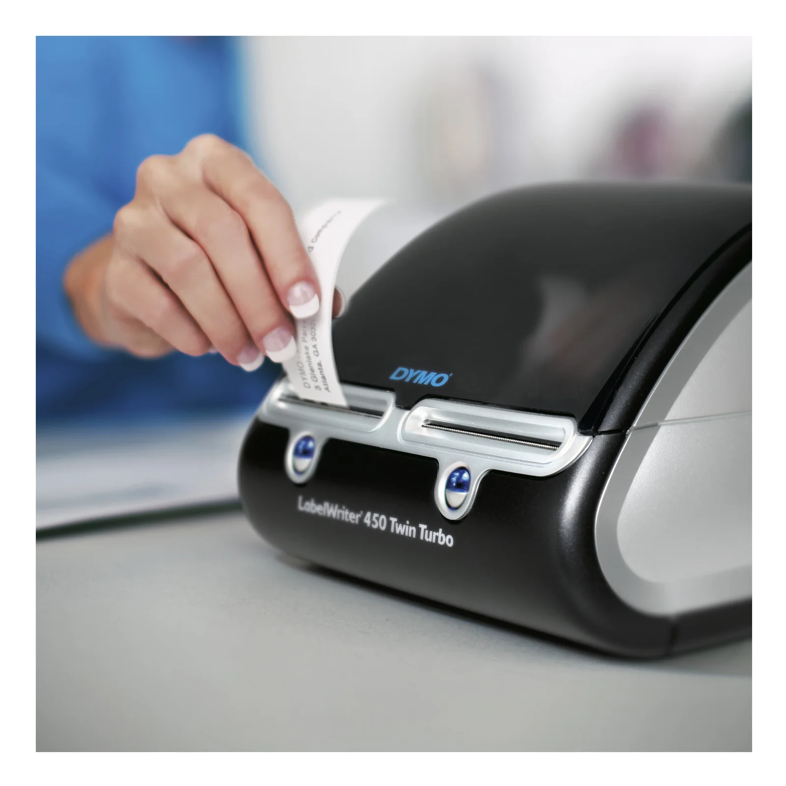 DYMO LabelWriter 450 Twin Turbo Imprimante d'étiquettes | papier thermique | 600 x 300 ppp | jusqu'à 71 étiquettes/minute | capacité : 2 rouleaux | Noir / argent