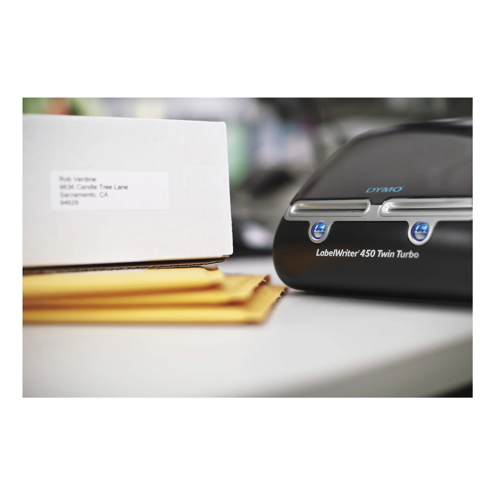 DYMO LabelWriter 450 Twin Turbo Imprimante d'étiquettes | papier thermique | 600 x 300 ppp | jusqu'à 71 étiquettes/minute | capacité : 2 rouleaux | Noir / argent