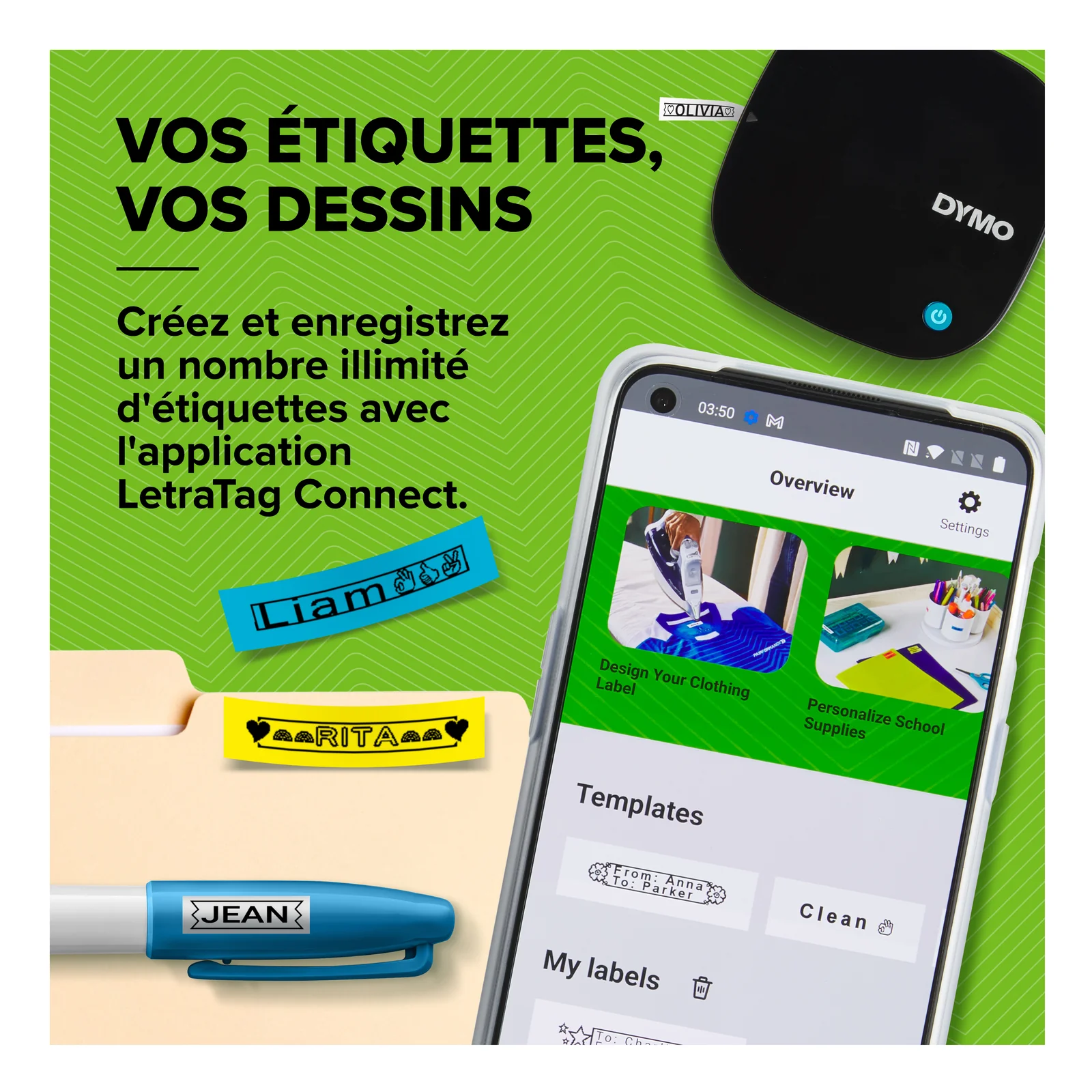 DYMO LetraTag 200B étiqueteuse Bluetooth | Imprimante d'étiquettes compacte | Se connecte à iOS et Android à l'aide de la technologie Bluetooth sans fil | Inclut 1 ruban en papier blanc