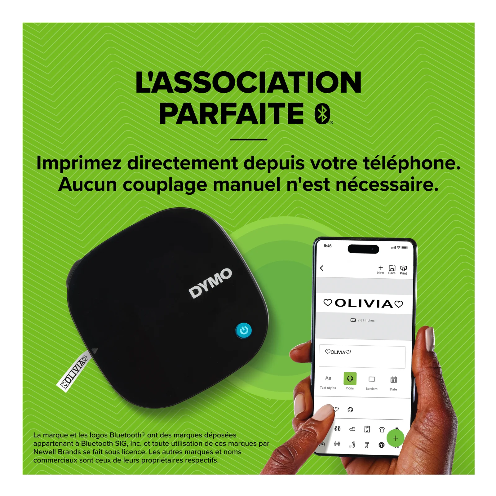 DYMO LetraTag 200B étiqueteuse Bluetooth | Imprimante d'étiquettes compacte | Se connecte à iOS et Android à l'aide de la technologie Bluetooth sans fil | Inclut 1 ruban en papier blanc