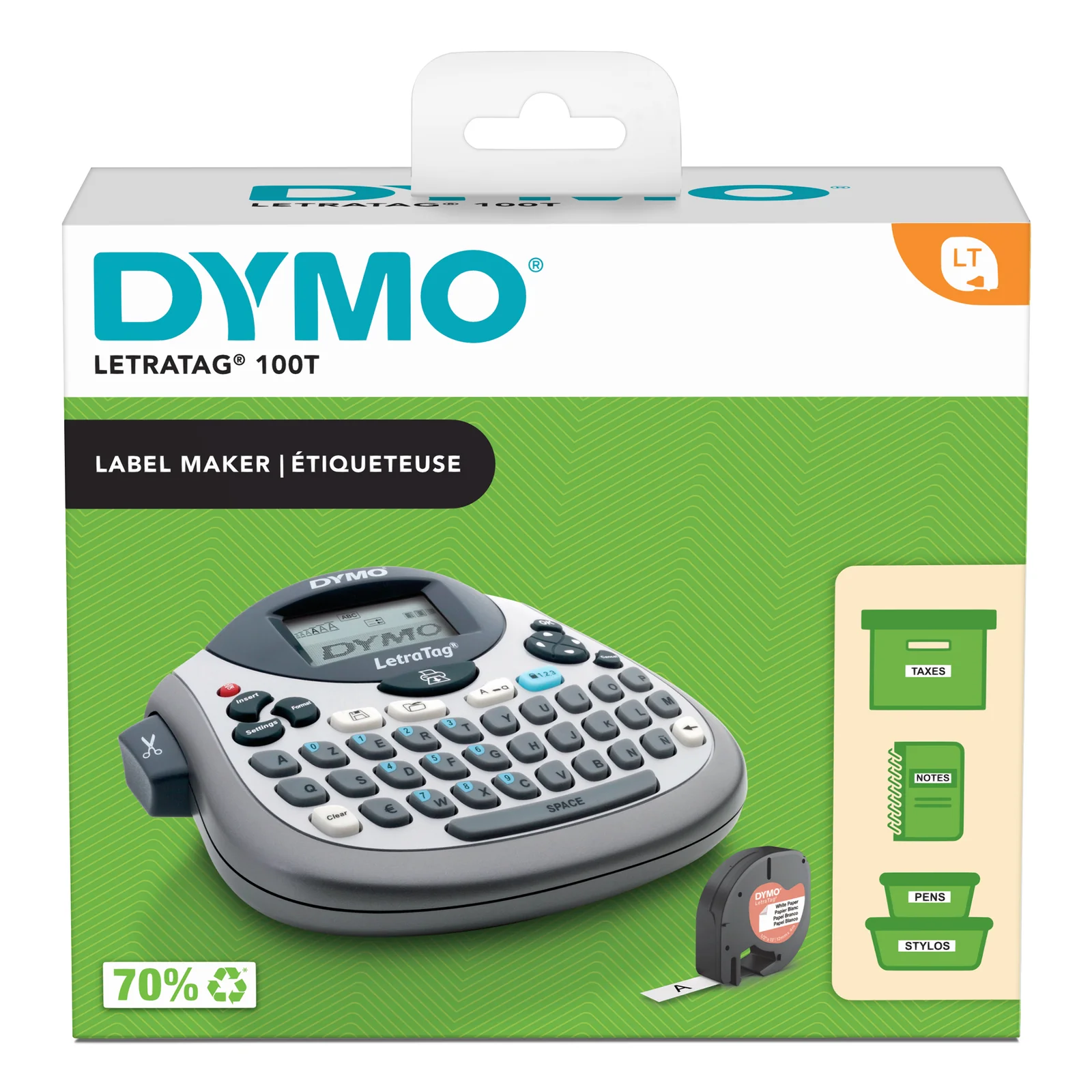 DYMO LetraTag Étiqueteuse LT 100T | Clavier AZERTY | Imprimante Portable d'Étiquettes Autocollantes