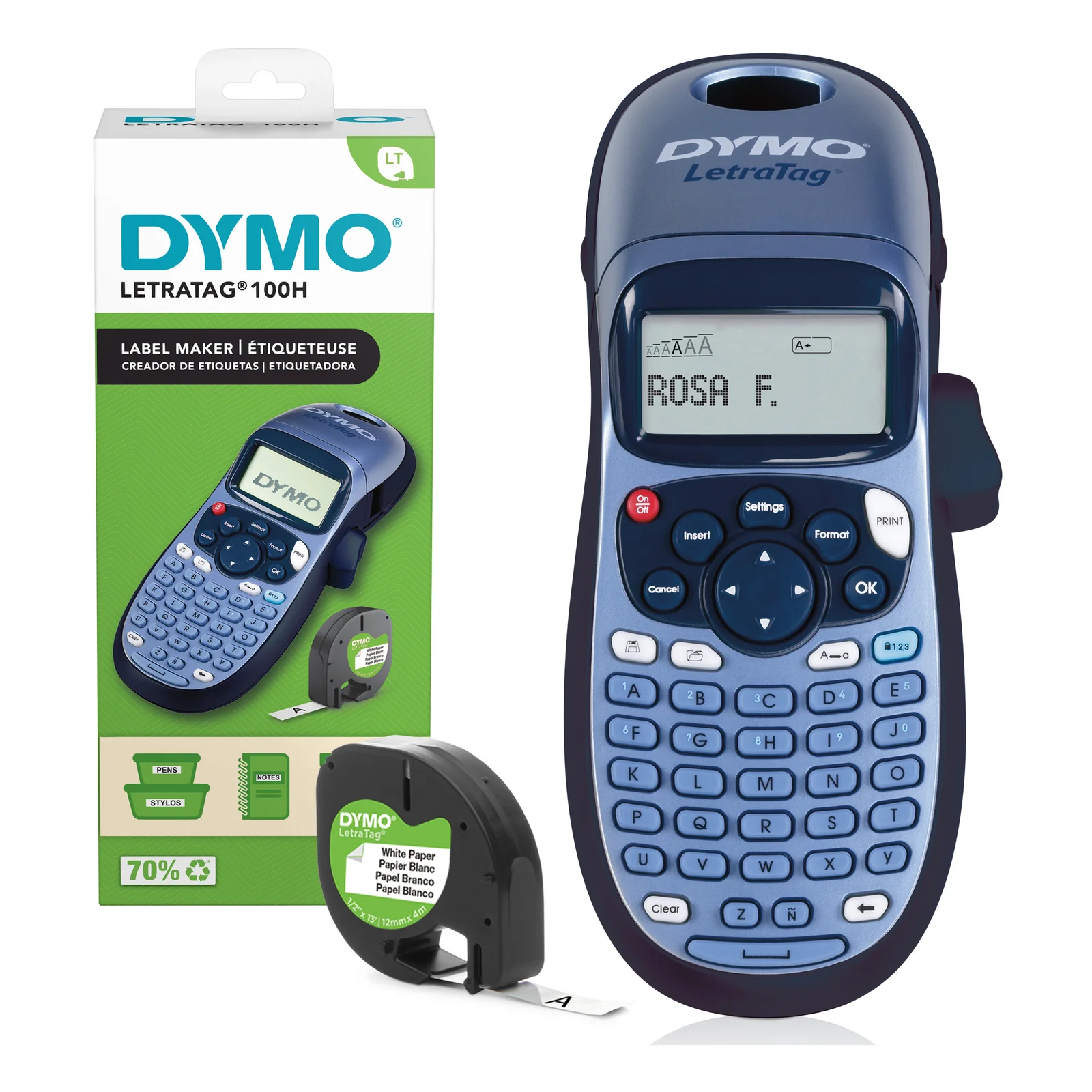 DYMO LetraTag LT-100H étiqueteuse portative | Imprimante d'étiquettes autocollant thermique sans encre | avec clavier ABC