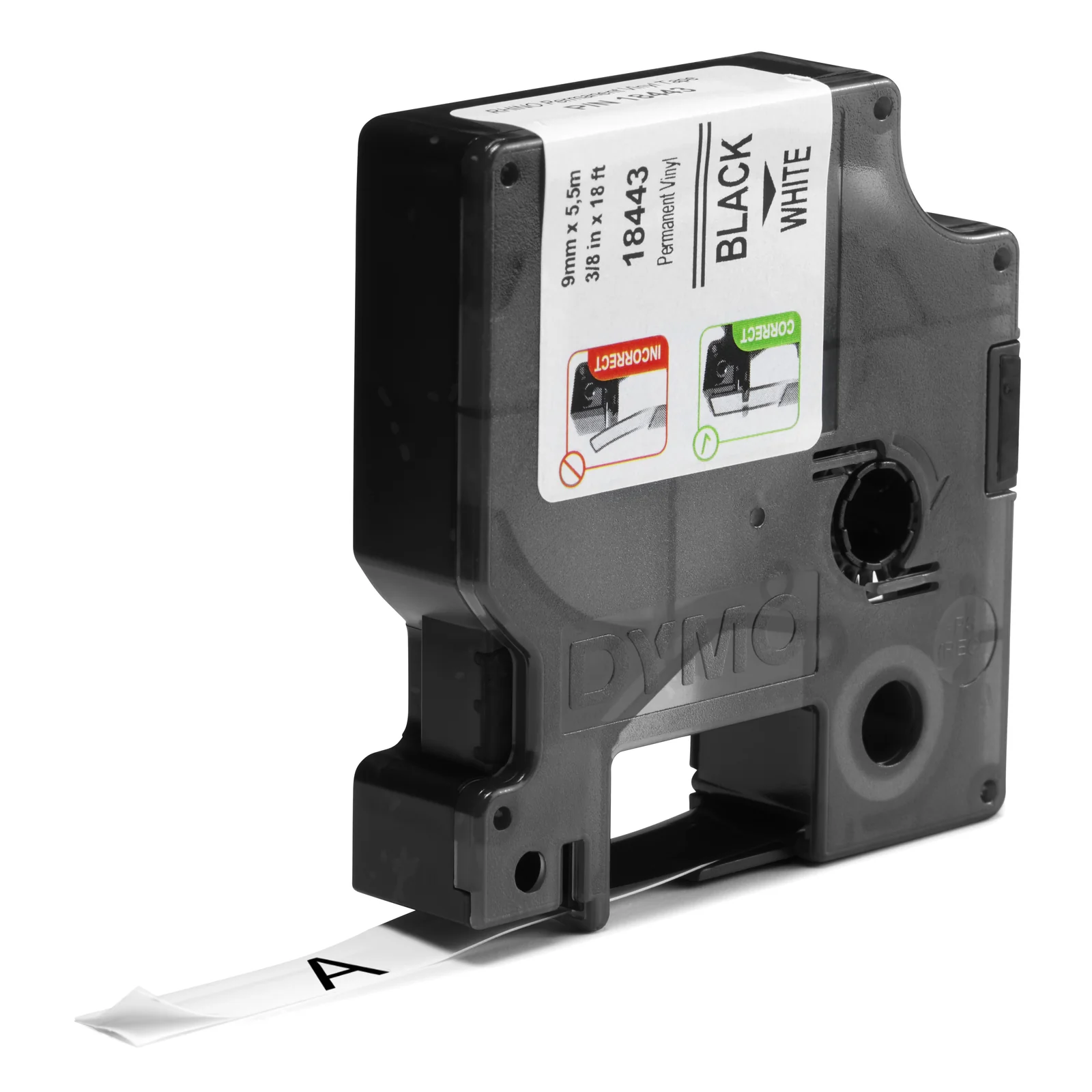 DYMO Rhino Étiquettes en vinyle industrielles | 9 mm x 5,5 m | autocollantes impression en noir sur fond blanc | pour étiqueteuses Rhino et LabelManager