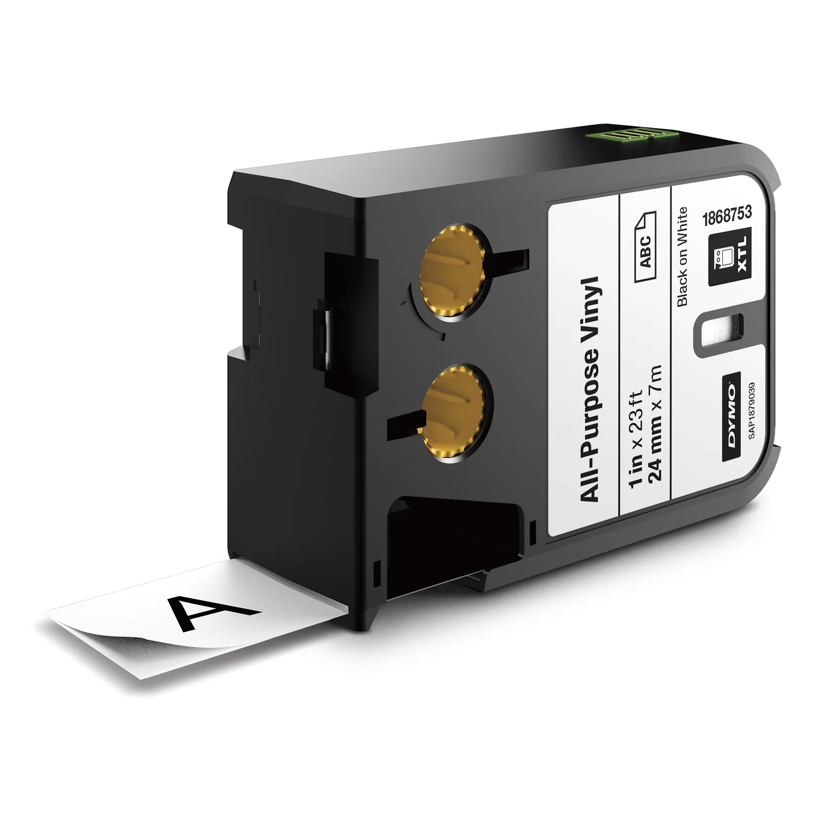 XTL Cassette d'étiquettes multi usage en vinyle 24 mm x 7 m Noir sur Blanc