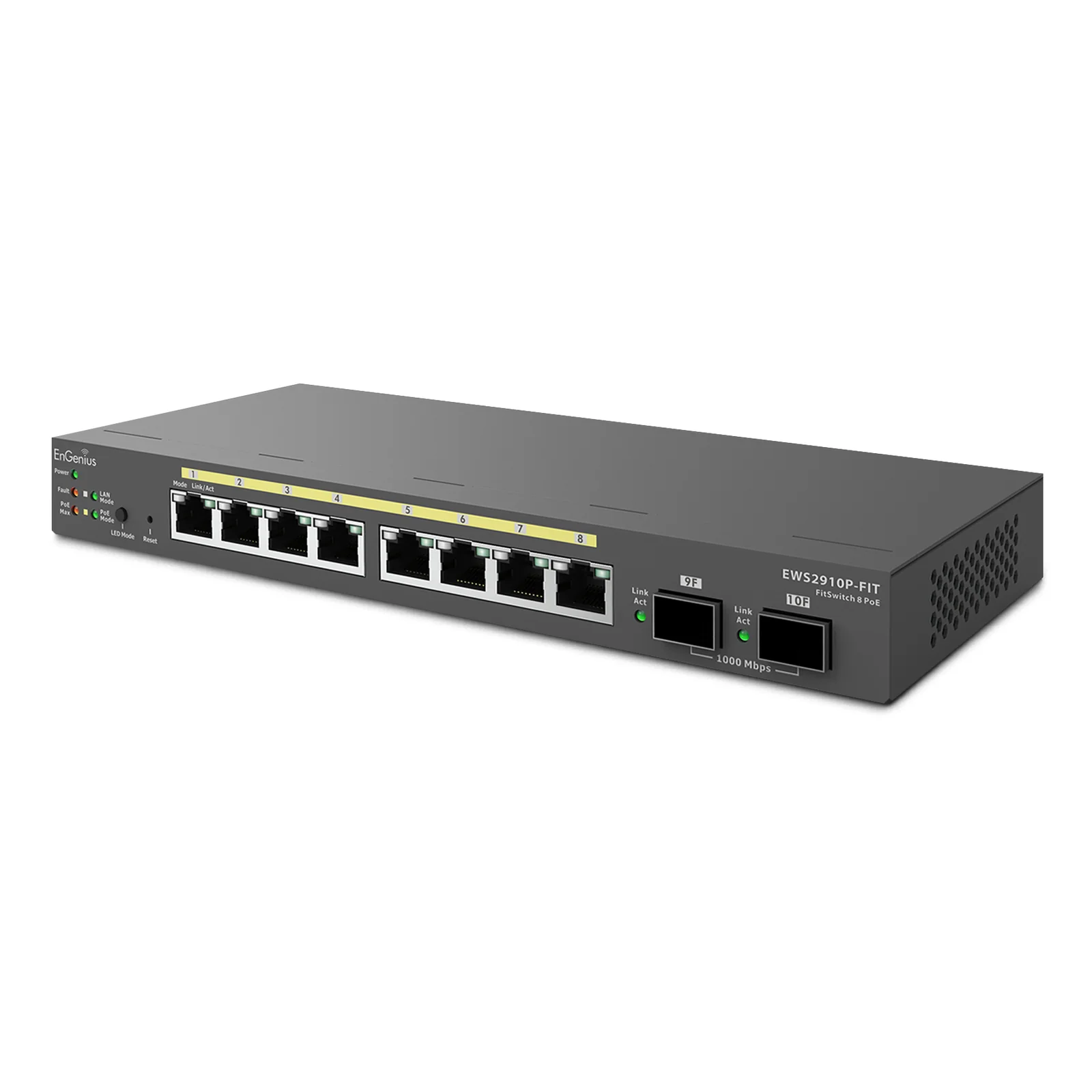 EnGenius EWS2910P-FIT commutateur réseau Géré L2+ Gigabit Ethernet (10/100/1000) Connexion Ethernet, supportant l'alimentation via ce port (PoE) Noir