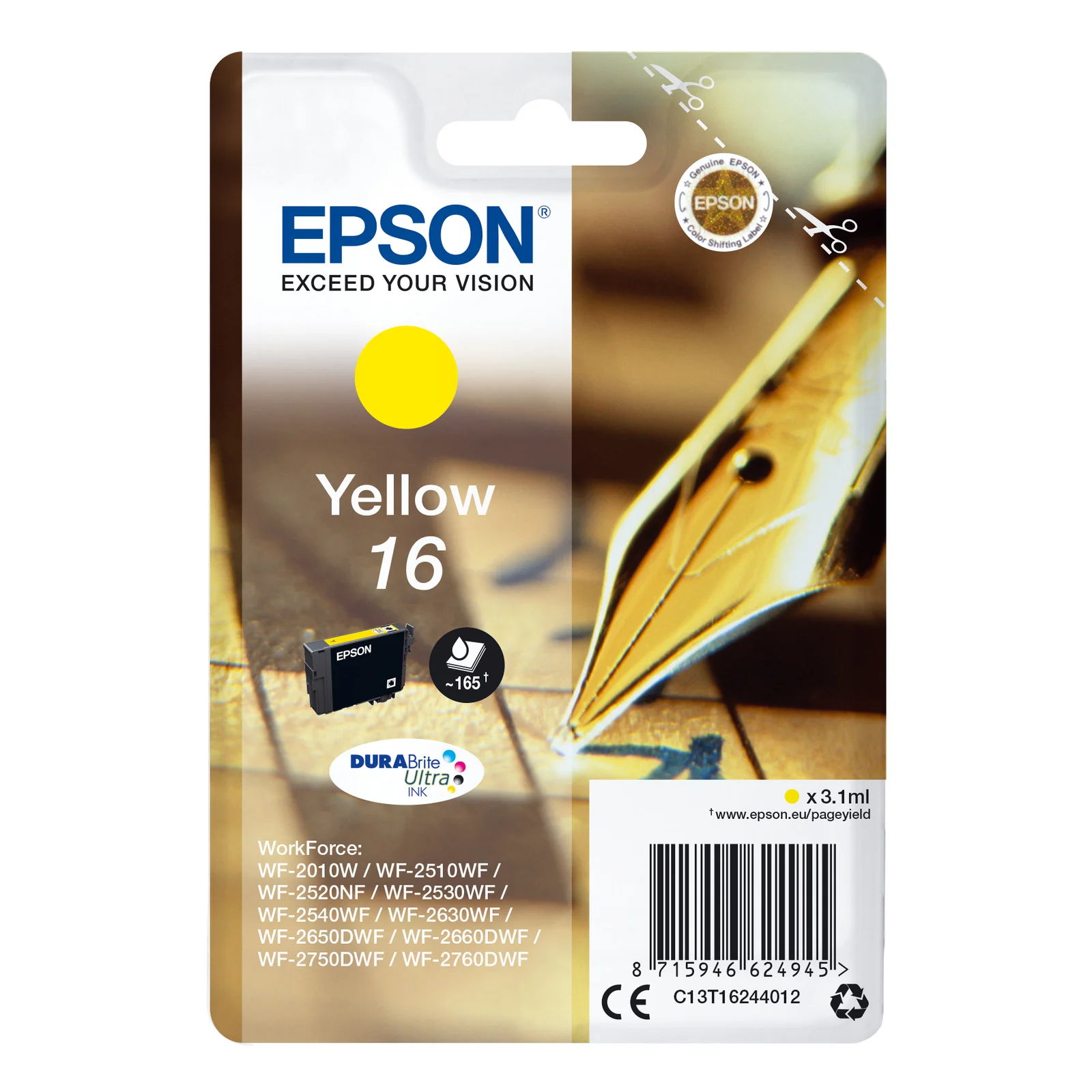 16 Stylo à plume cartouche jaune C13T16244012
