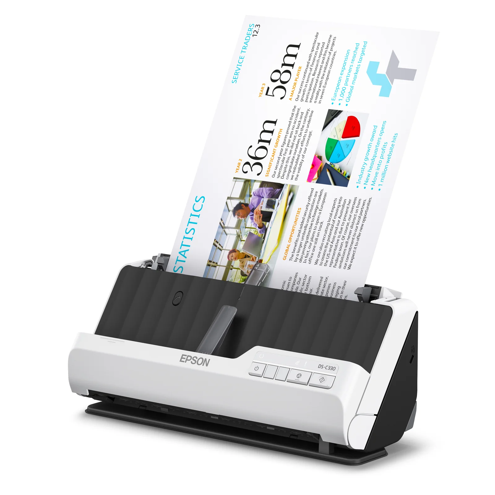 Epson DS-C330 Chargeur automatique de documents + Scanner à feuille 600 x 600 DPI A4 Noir, Blanc