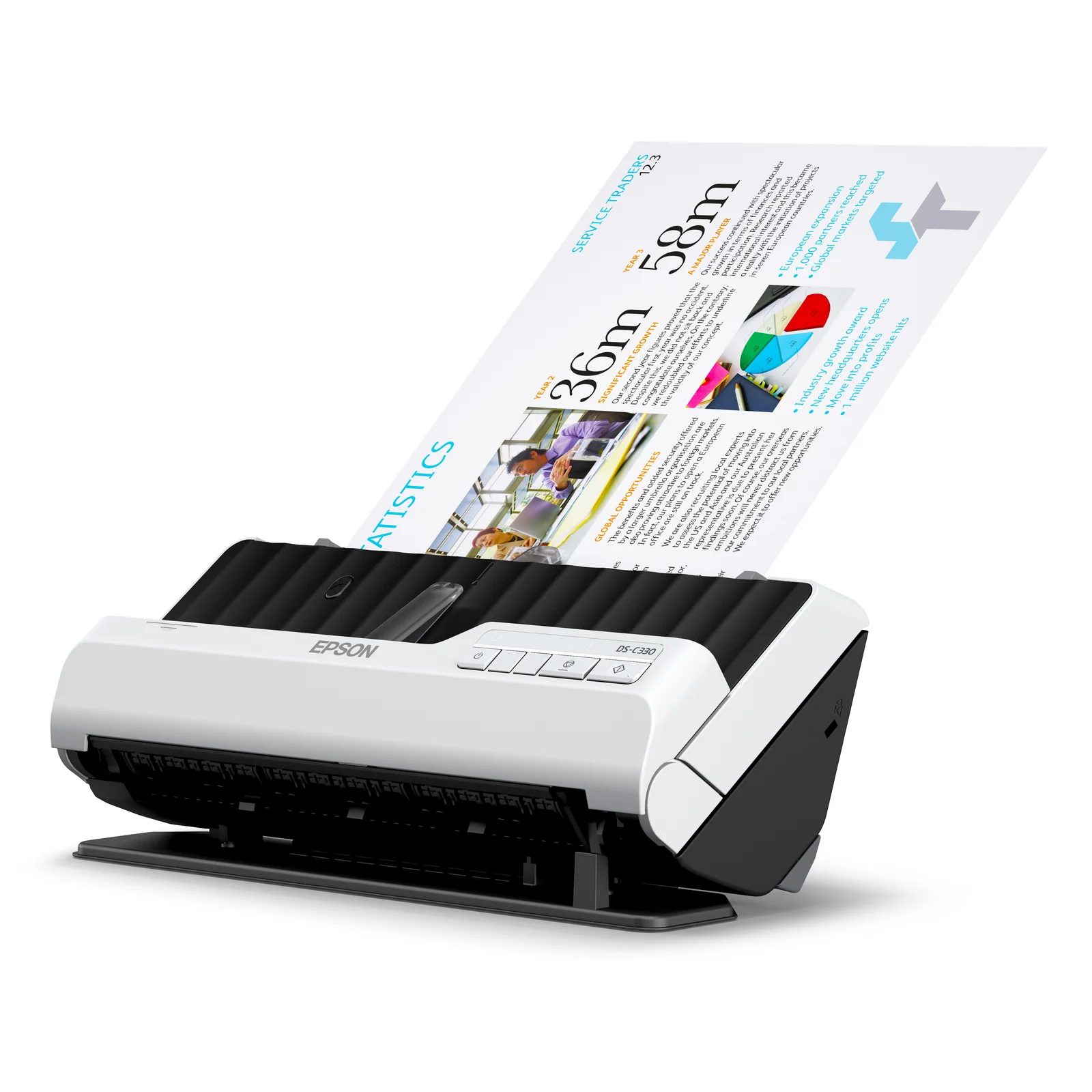 Epson DS-C330 Chargeur automatique de documents + Scanner à feuille 600 x 600 DPI A4 Noir, Blanc
