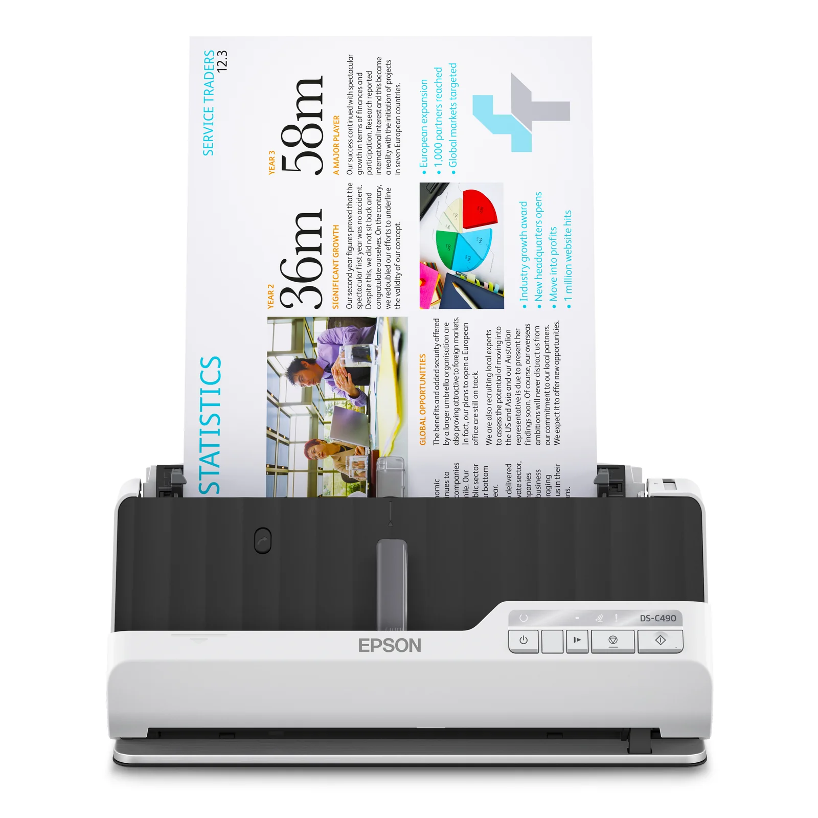 DS-C490 Chargeur automatique de documents + Scanner à feuille 600 x 600 DPI A4 Noir, Blanc