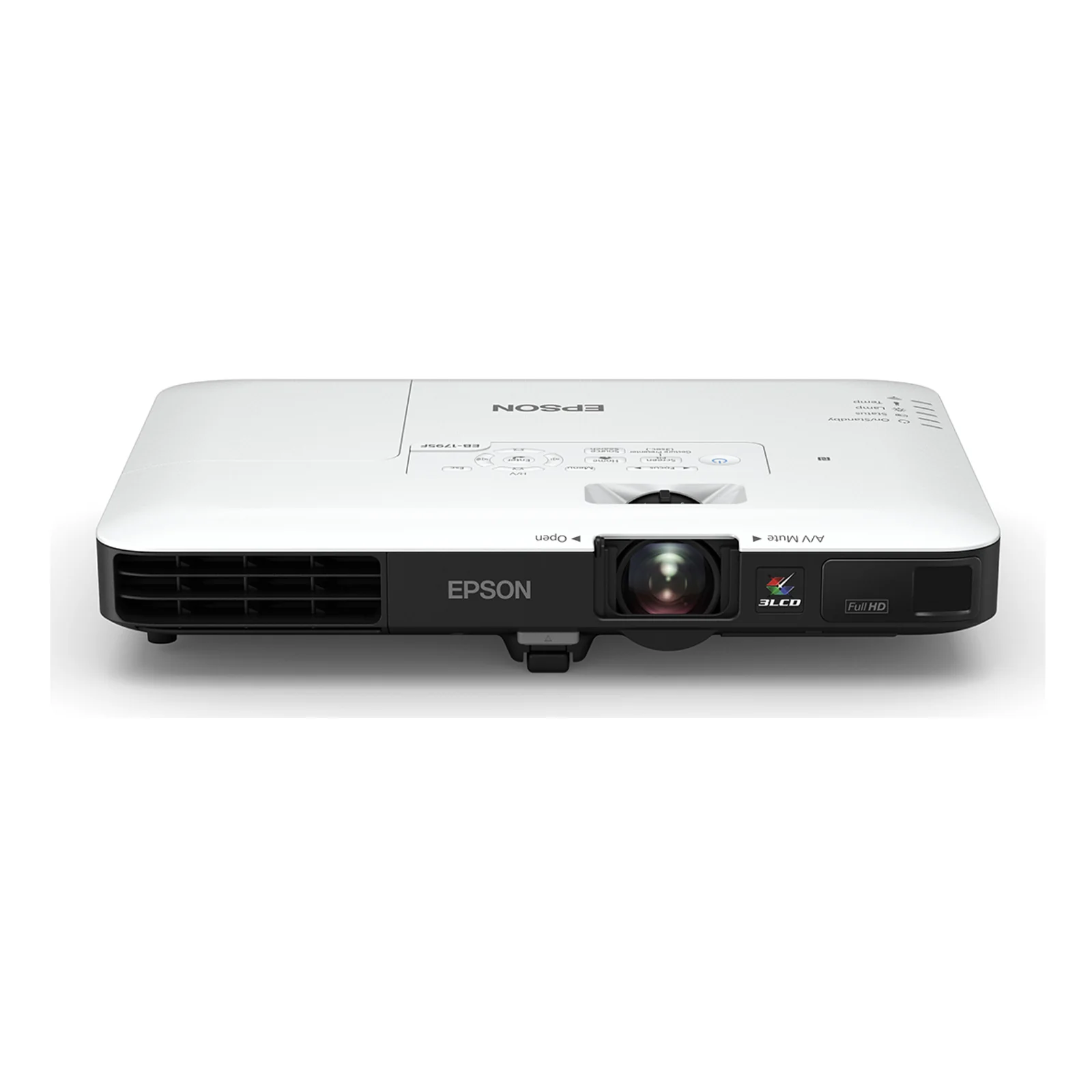 Vidéoprojecteur Epson EB-1795F vu de profil supérieur avec touches de commande