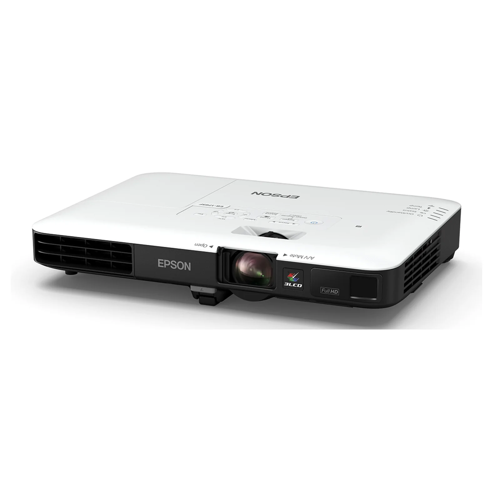 Vidéoprojecteur Epson EB-1795F en perspective avec grille de ventilation latérale