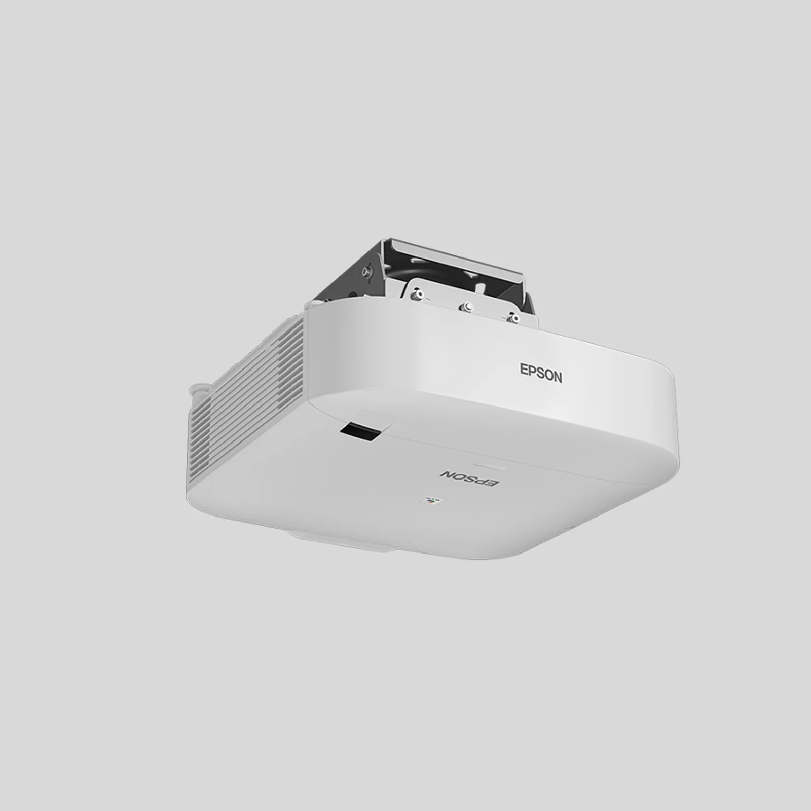 Epson EB-PU1008W vue trois quarts sans objectif, châssis blanc compact