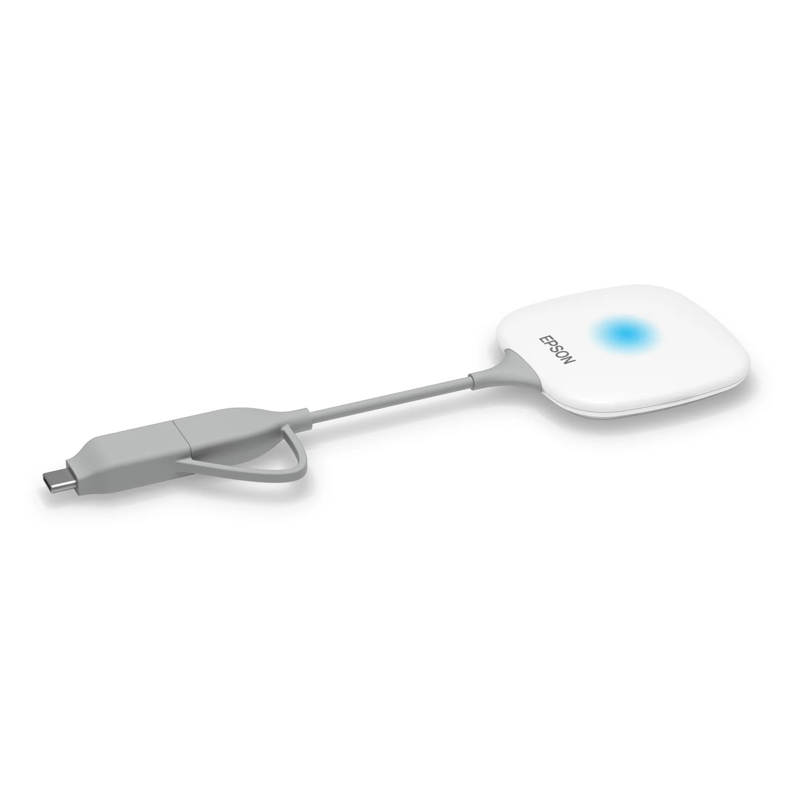 Émetteur Epson ELPWP20 vu en perspective avec connecteur USB-A et USB-C combiné