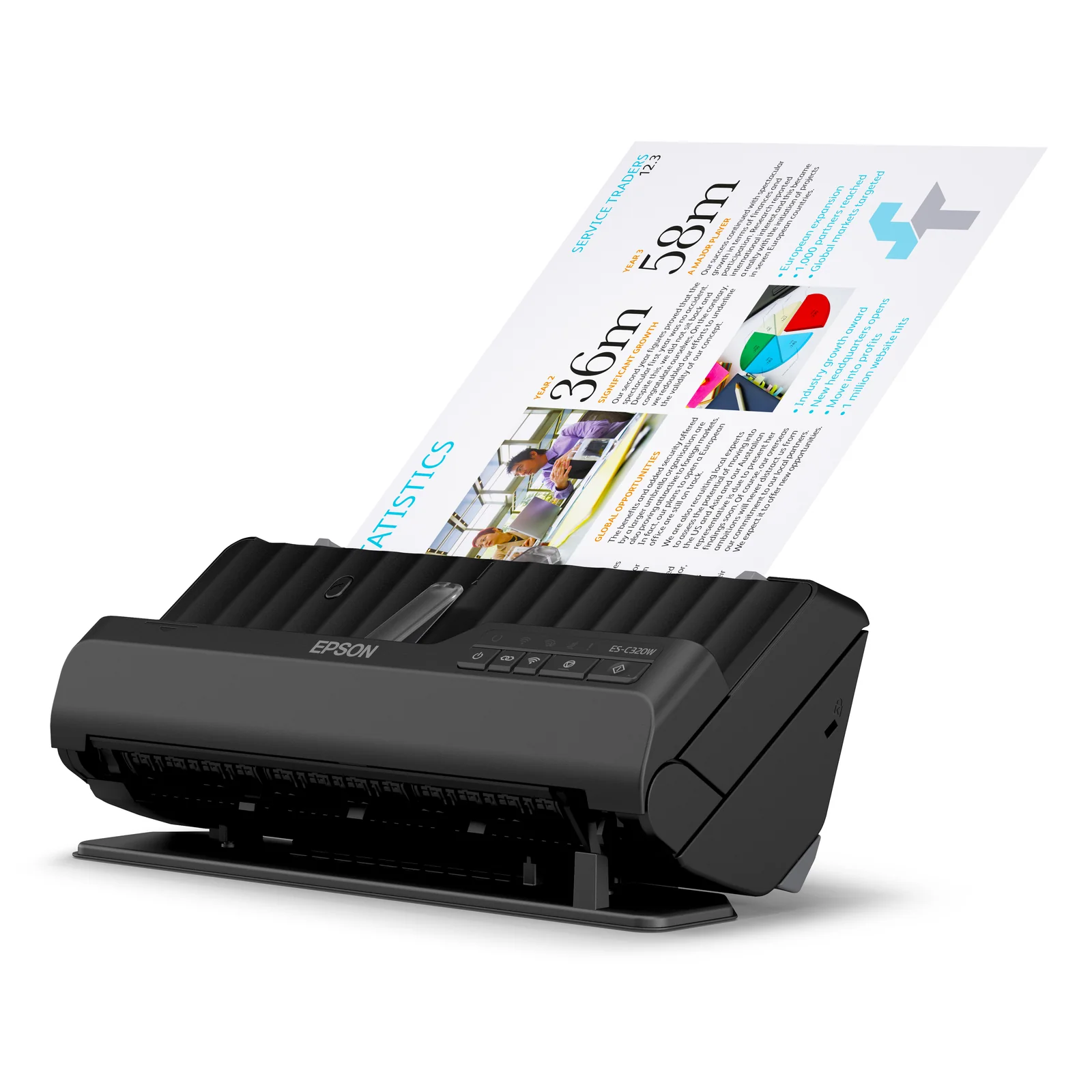 Epson ES-C320W Chargeur automatique de documents + Scanner à feuille 600 x 600 DPI A4 Noir