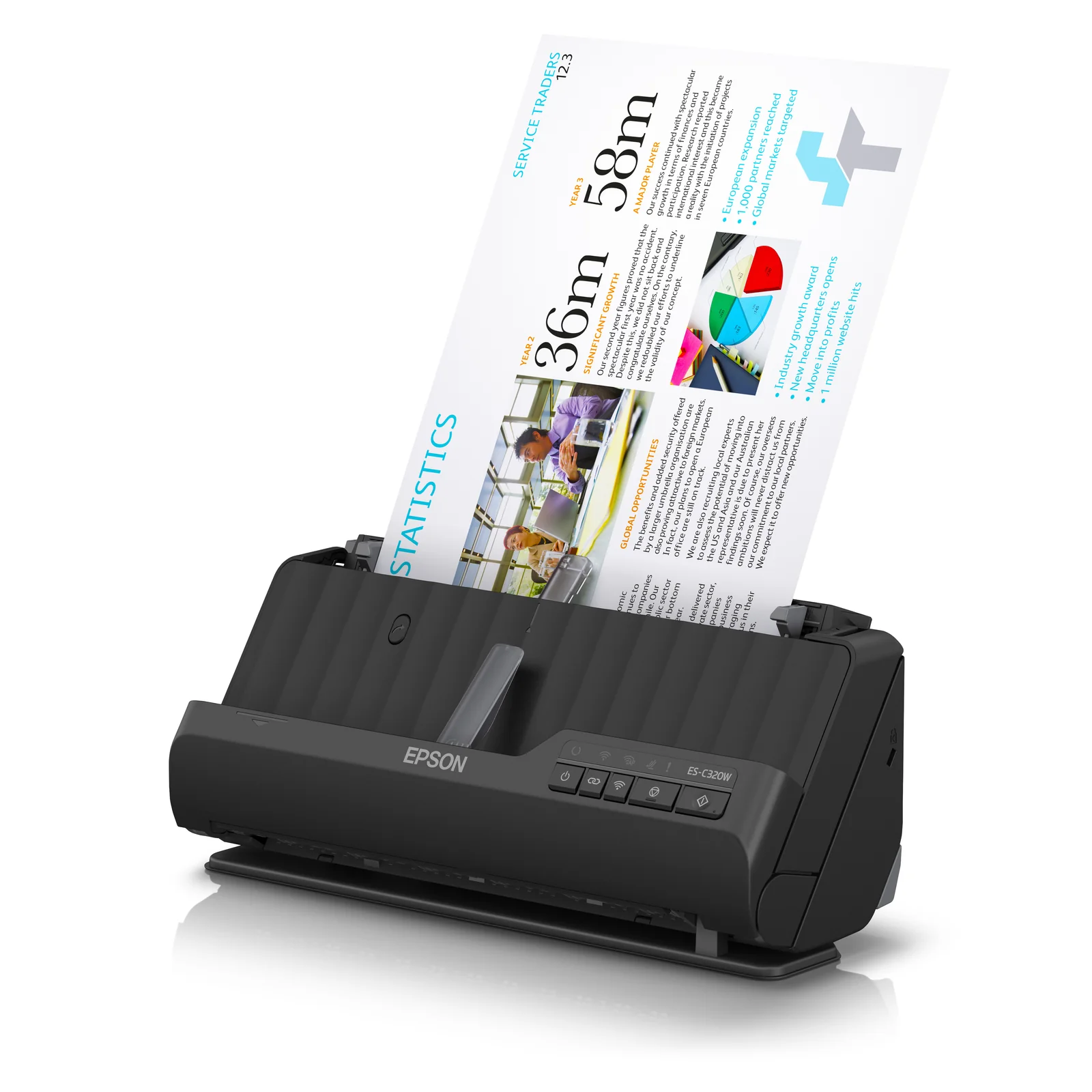 Epson ES-C320W Chargeur automatique de documents + Scanner à feuille 600 x 600 DPI A4 Noir