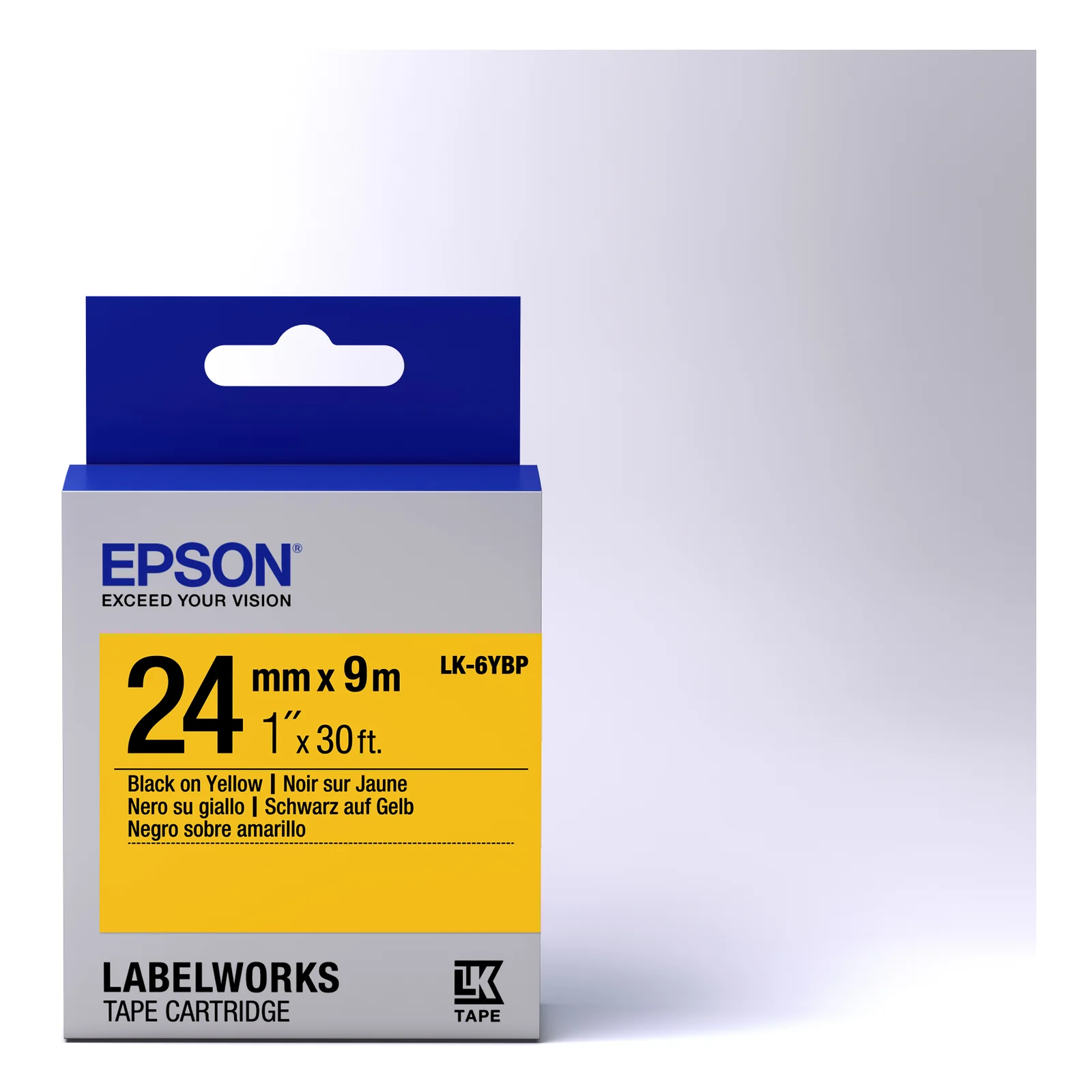 Epson LK-6YBP - Couleur Pastel - Noir sur Jaune - 24mmx9m