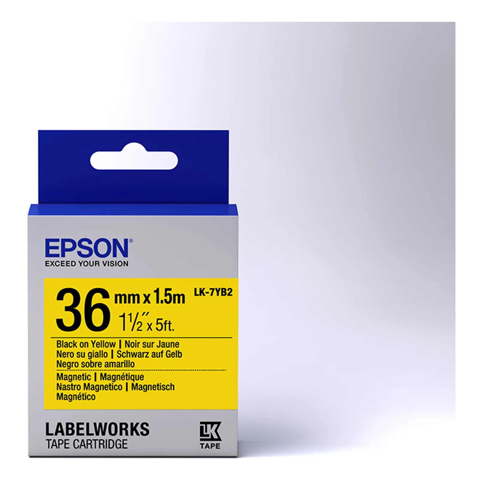 Epson Ruban magnétique pour étiqueteuse LK-7YB2 Noir/Jaune D 36 mm (1,5 m)