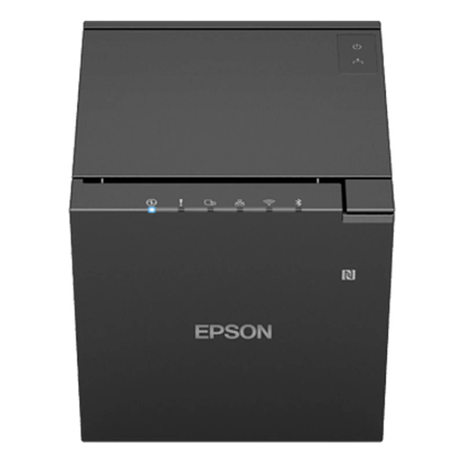 Imprimante Epson TM-m30III vue de face avec voyants d'état alimentation Ethernet Wi-Fi et Bluetooth