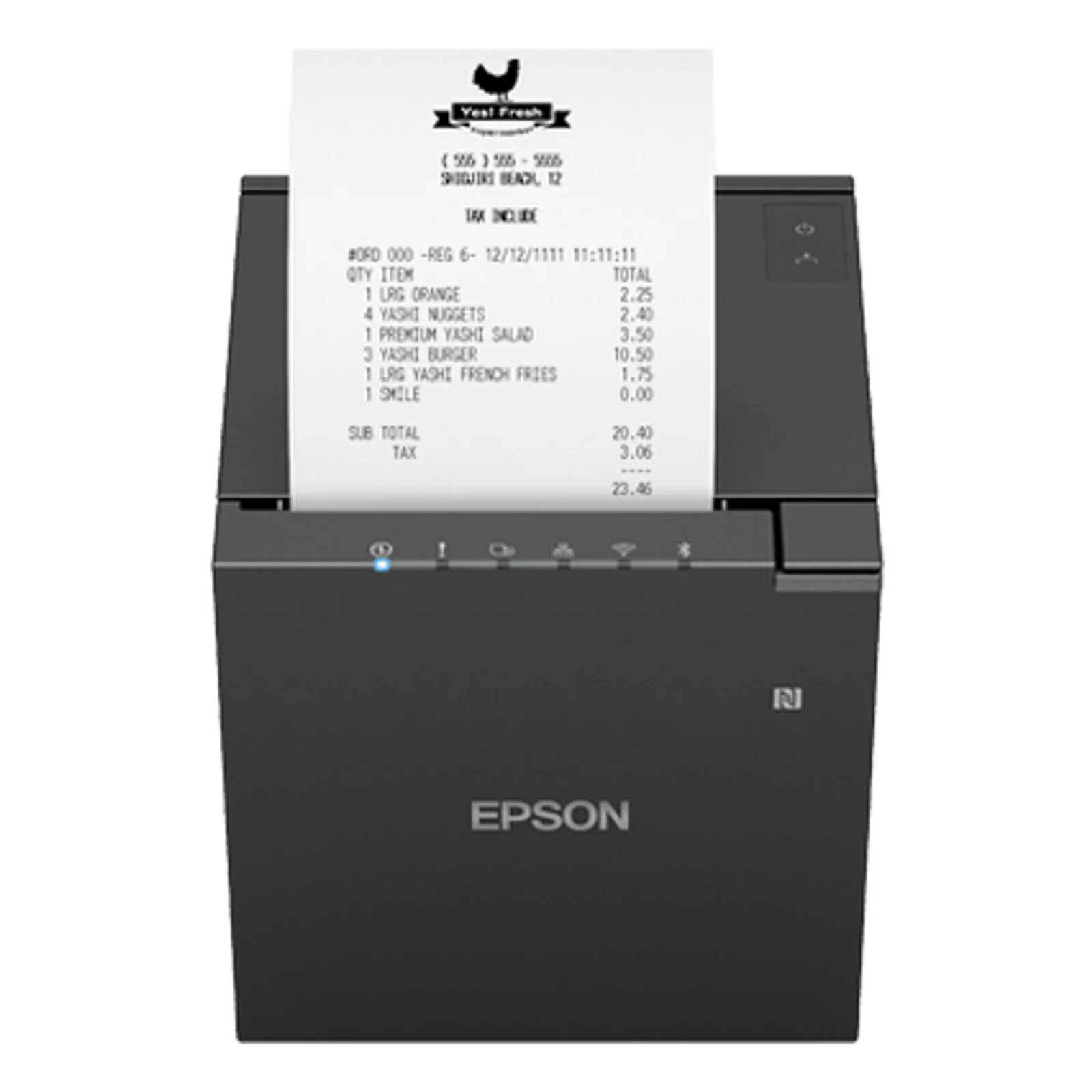Imprimante Epson TM-m30III en fonctionnement avec ticket de caisse imprimé en sortie