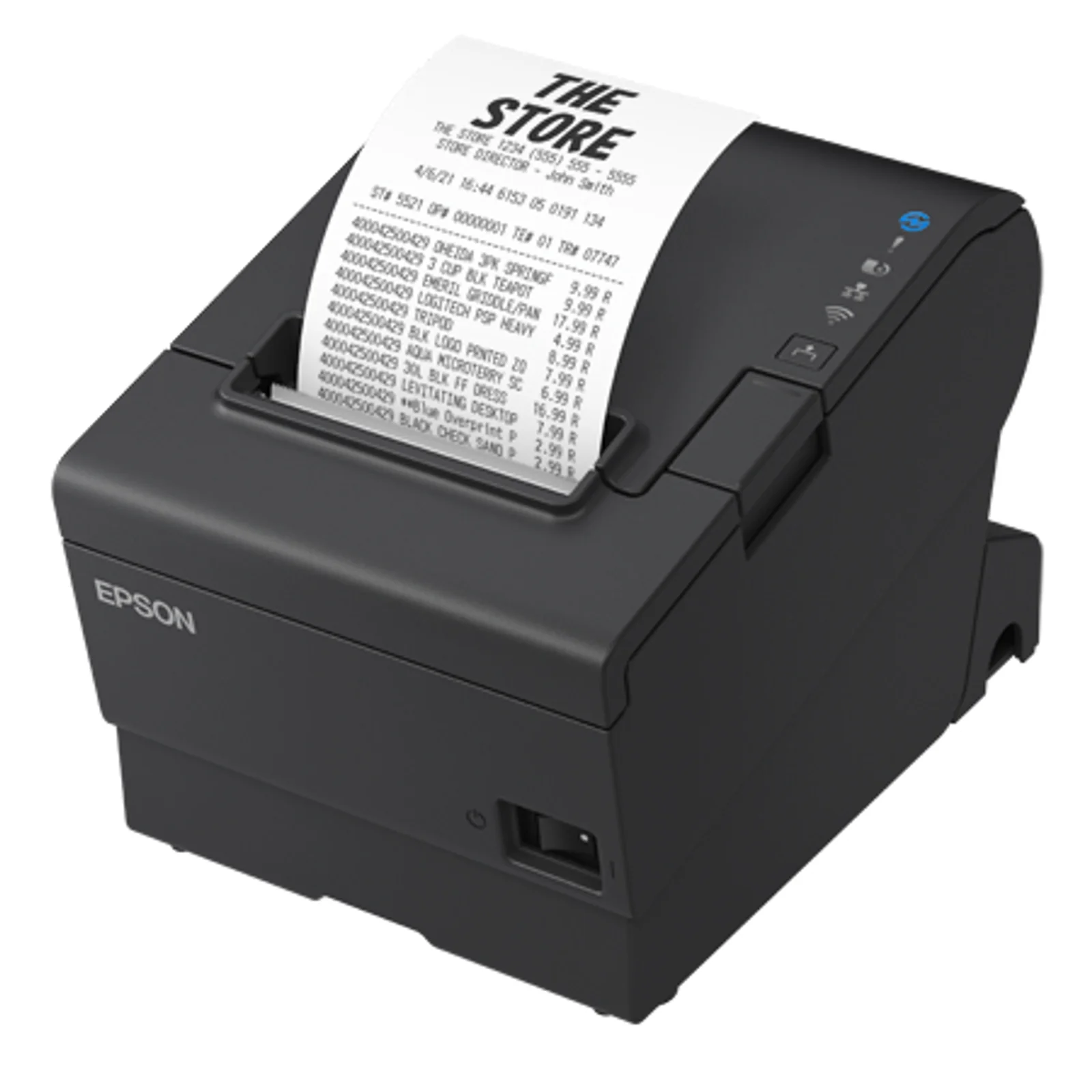 Epson TM-T88VII 112 imprimant un reçu détaillé avec en-tête boutique