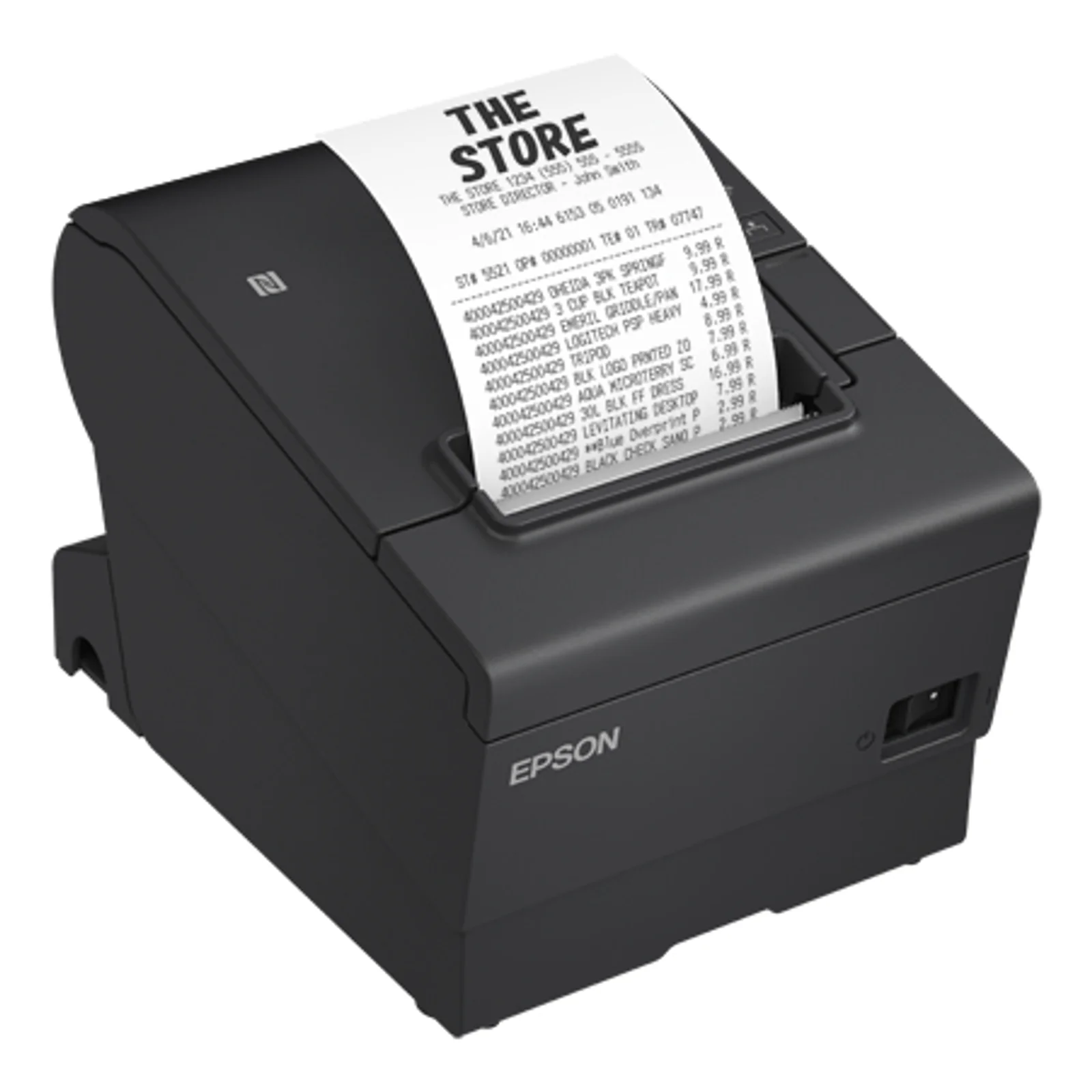 Epson TM-T88VII 112 vue de profil compacte adaptée aux comptoirs étroits