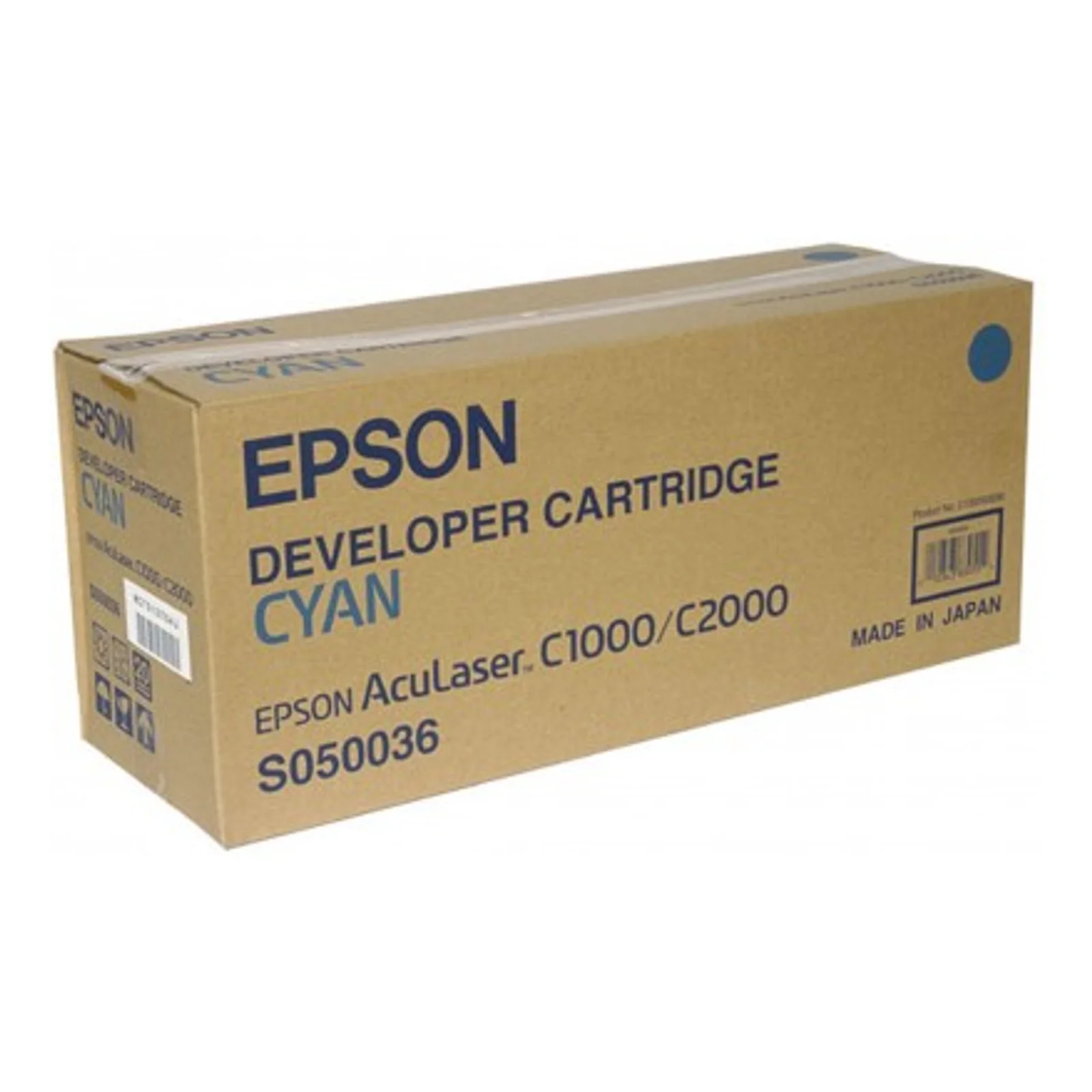 Boîte d'emballage Epson Developer Cartridge Cyan référence S050036 pour AcuLaser C1000 et C2000