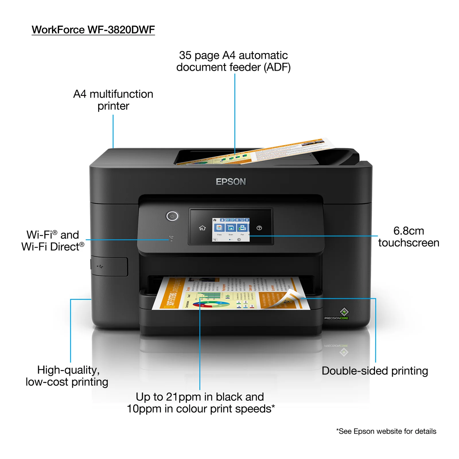 Epson WorkForce Pro WF-3820DWF Jet d'encre A4 4800 x 2400 DPI 21 ppm Wifi