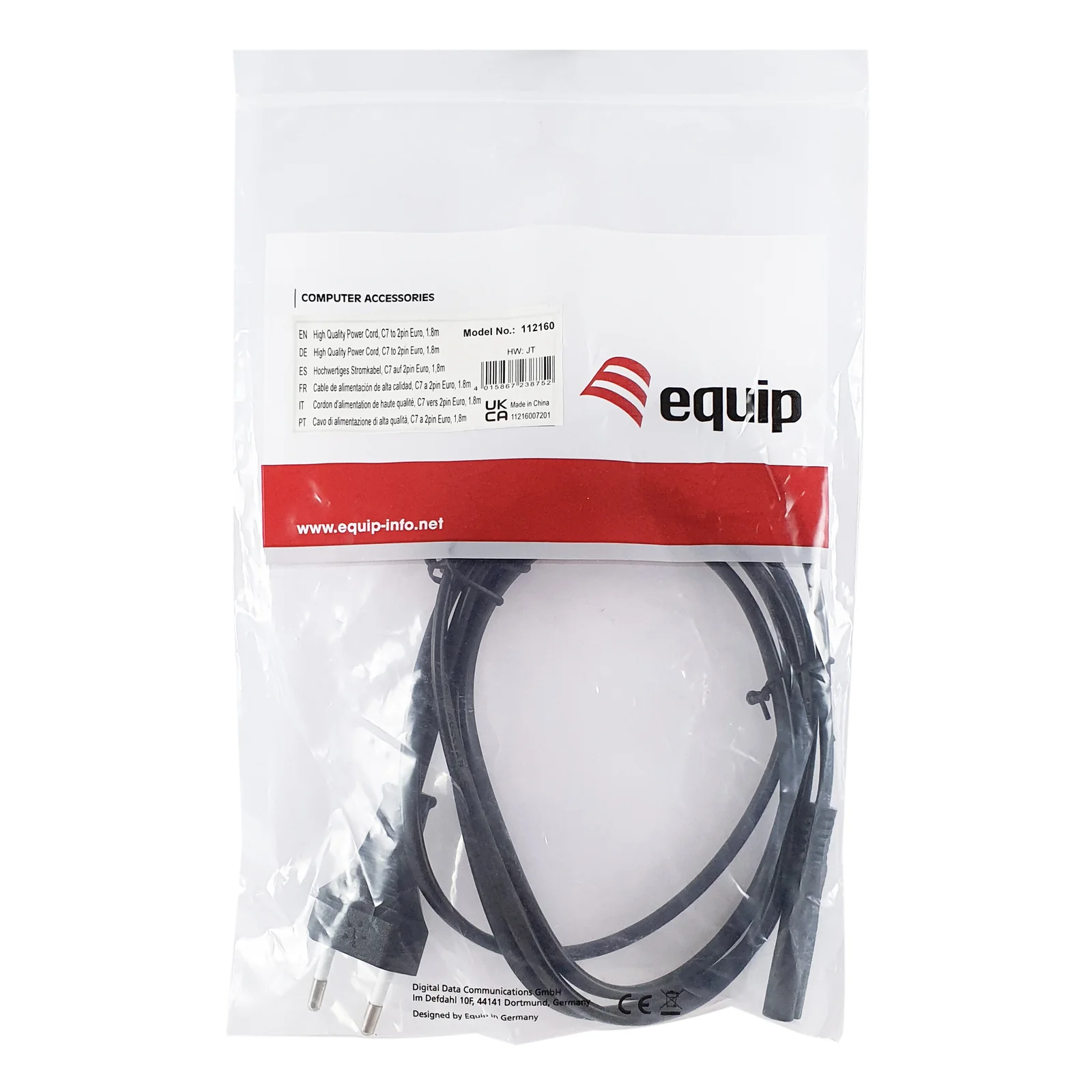 Equip 112160 câble électrique Noir 1,8 m Coupleur C7 2 broches