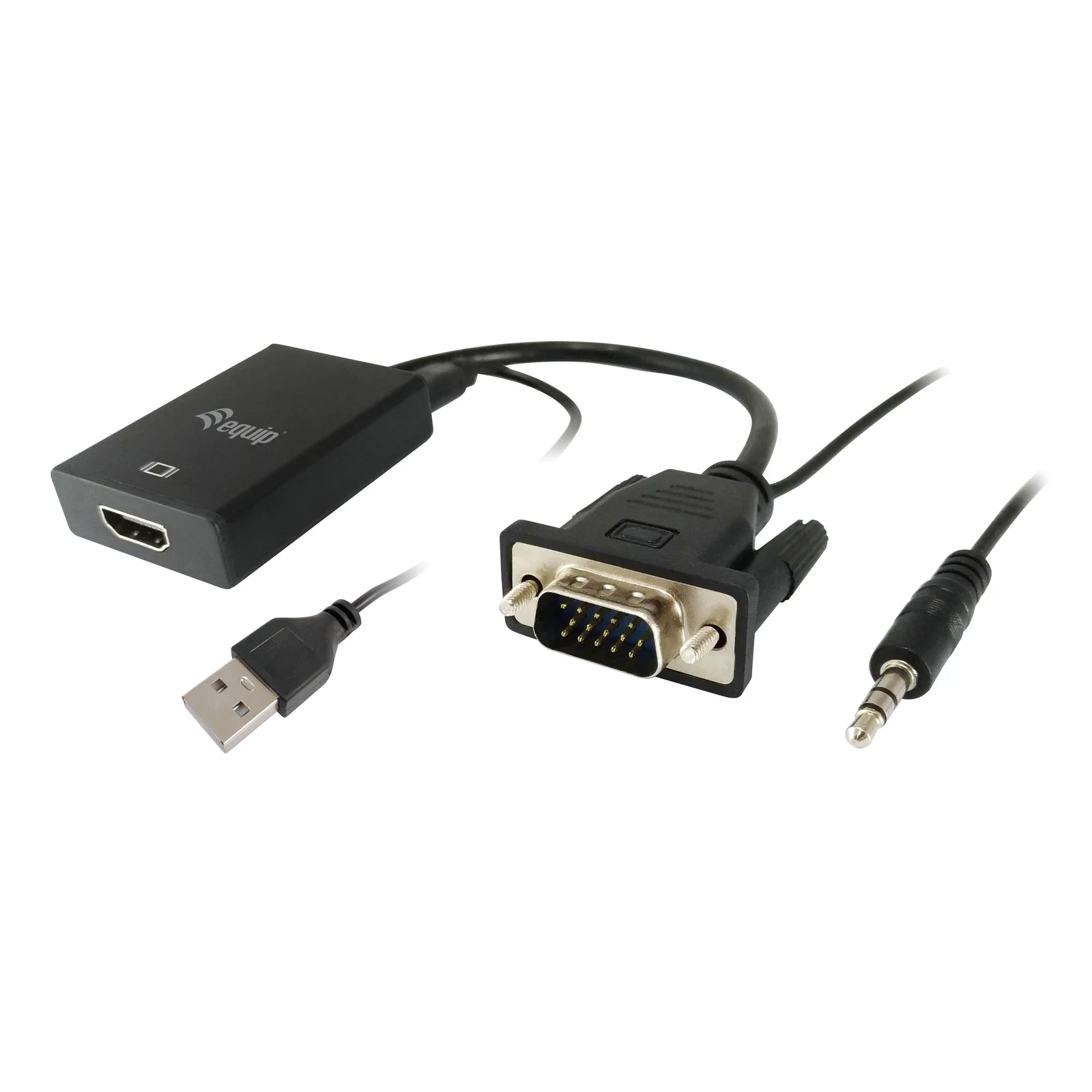 119038 câble vidéo et adaptateur 0,2 m VGA (D-Sub) + 3,5 mm DVI-D + USB Noir