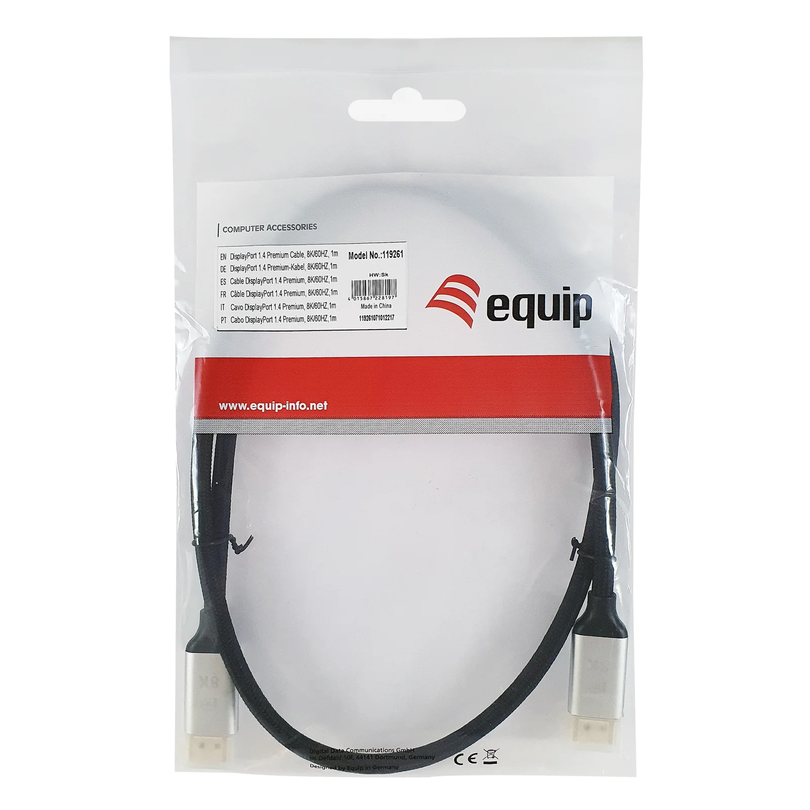 Equip 119261 Câble DisplayPort 1.4 Premium, 1.0m, 8K/60Hz