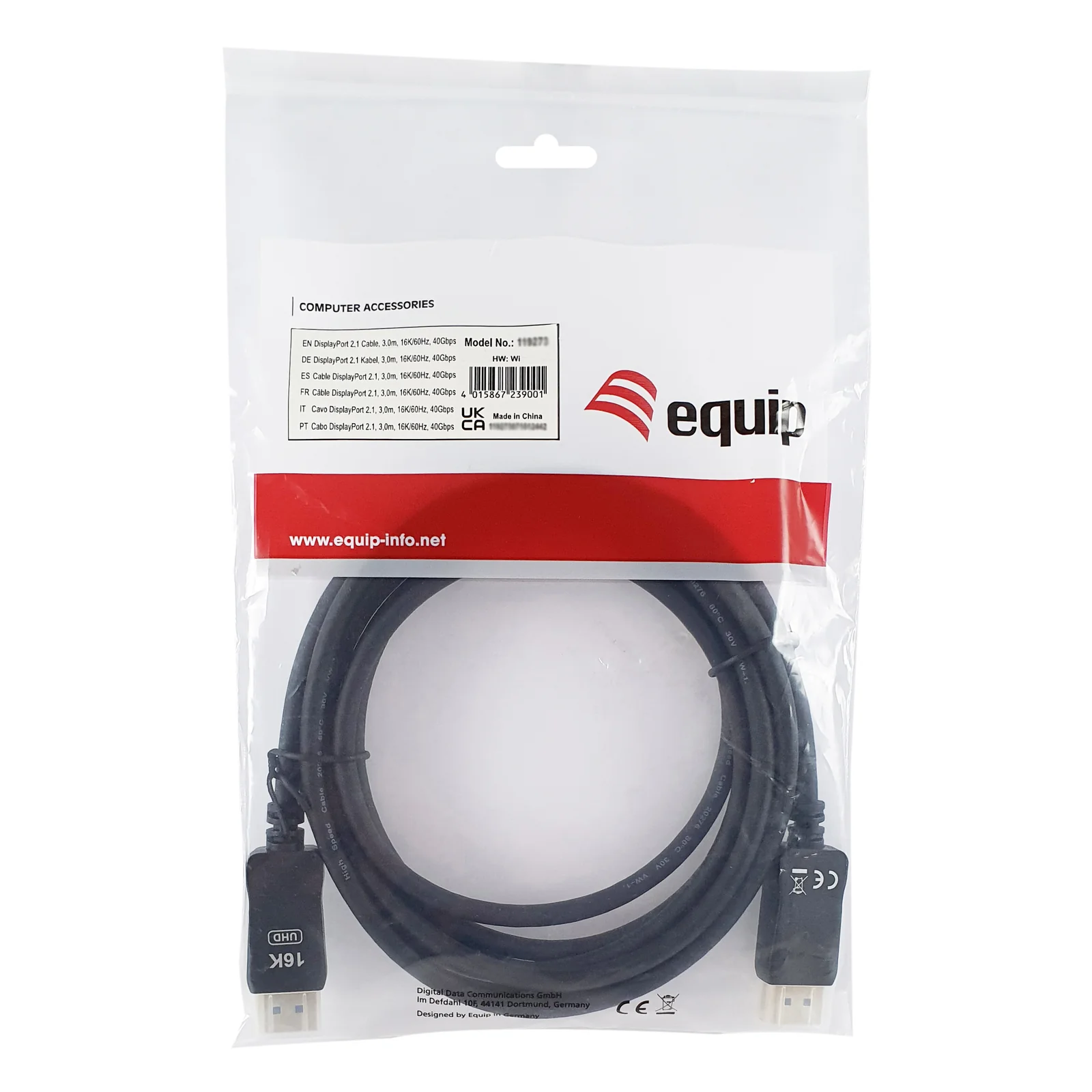Equip 119274 câble DisplayPort 5 m Noir