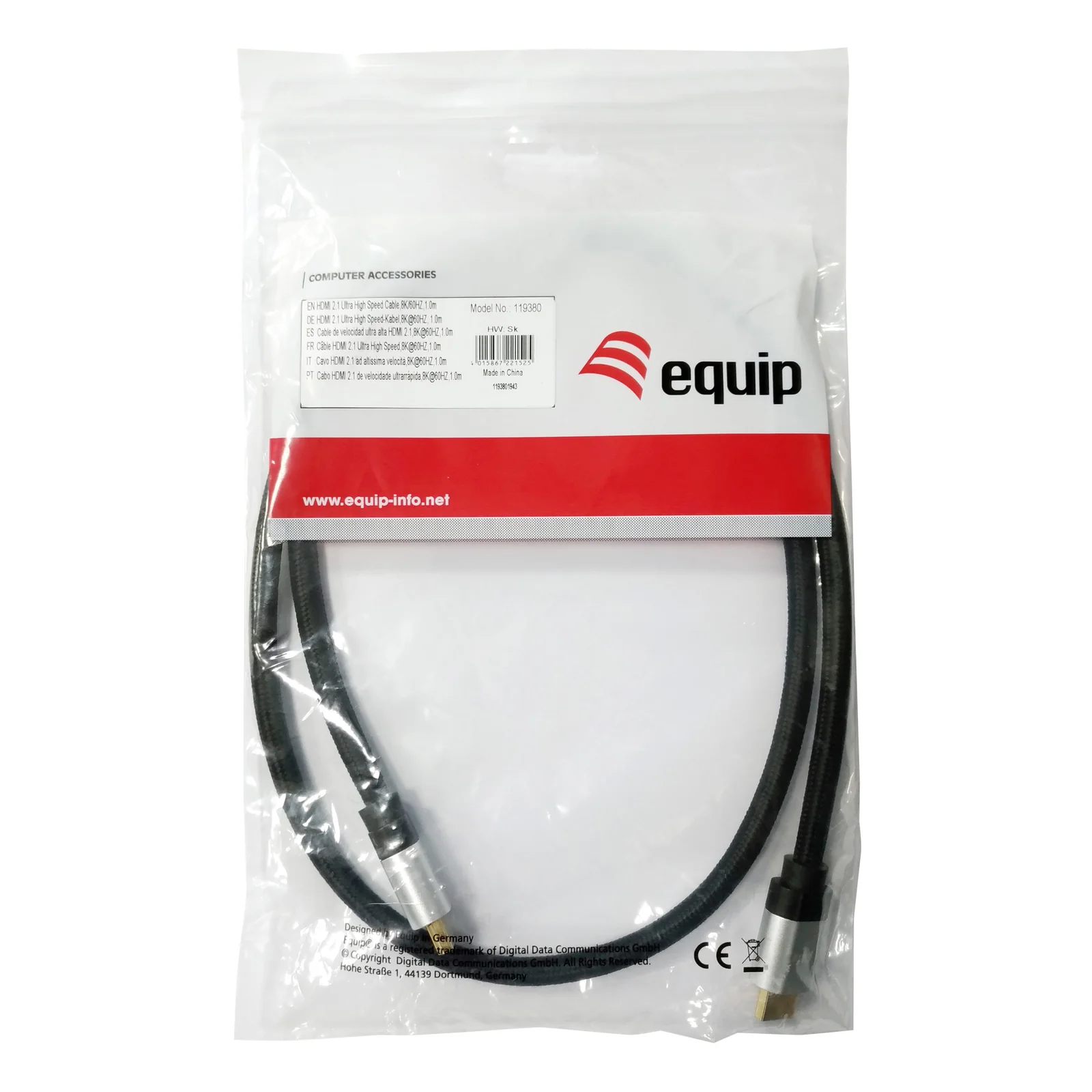 Equip 119385 Câble HDMI 2.1 Ultra High Speed, 10m, 8K/60Hz, 4K/120Hz