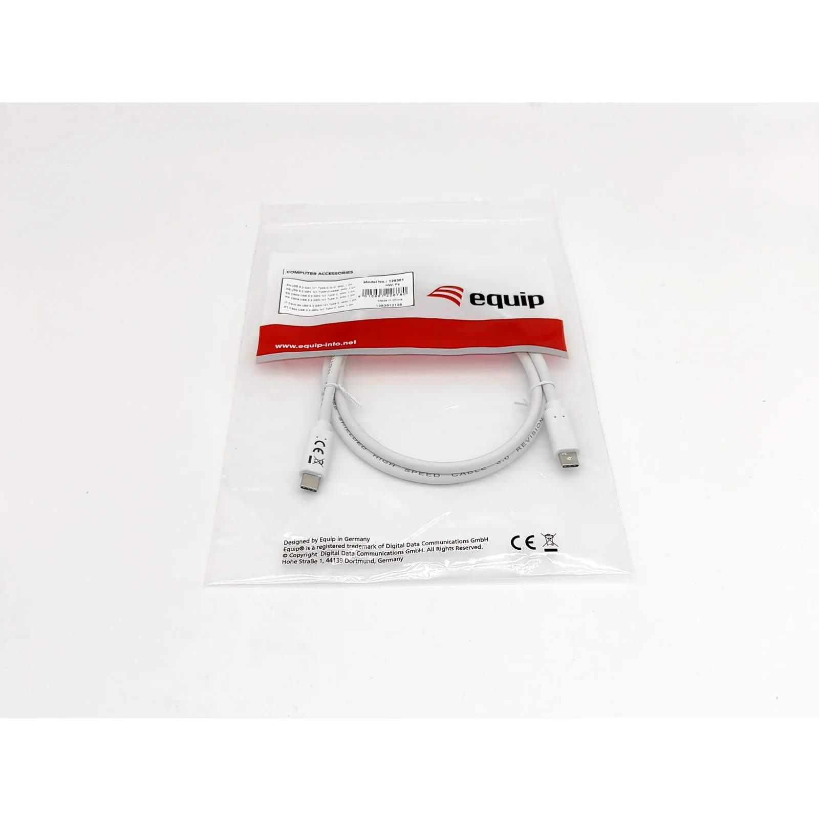 Equip 128362 Câble USB 3.2 Gen 1 C vers C , M/M , 2.0m, PD 60W, 5Gbps, Blanc