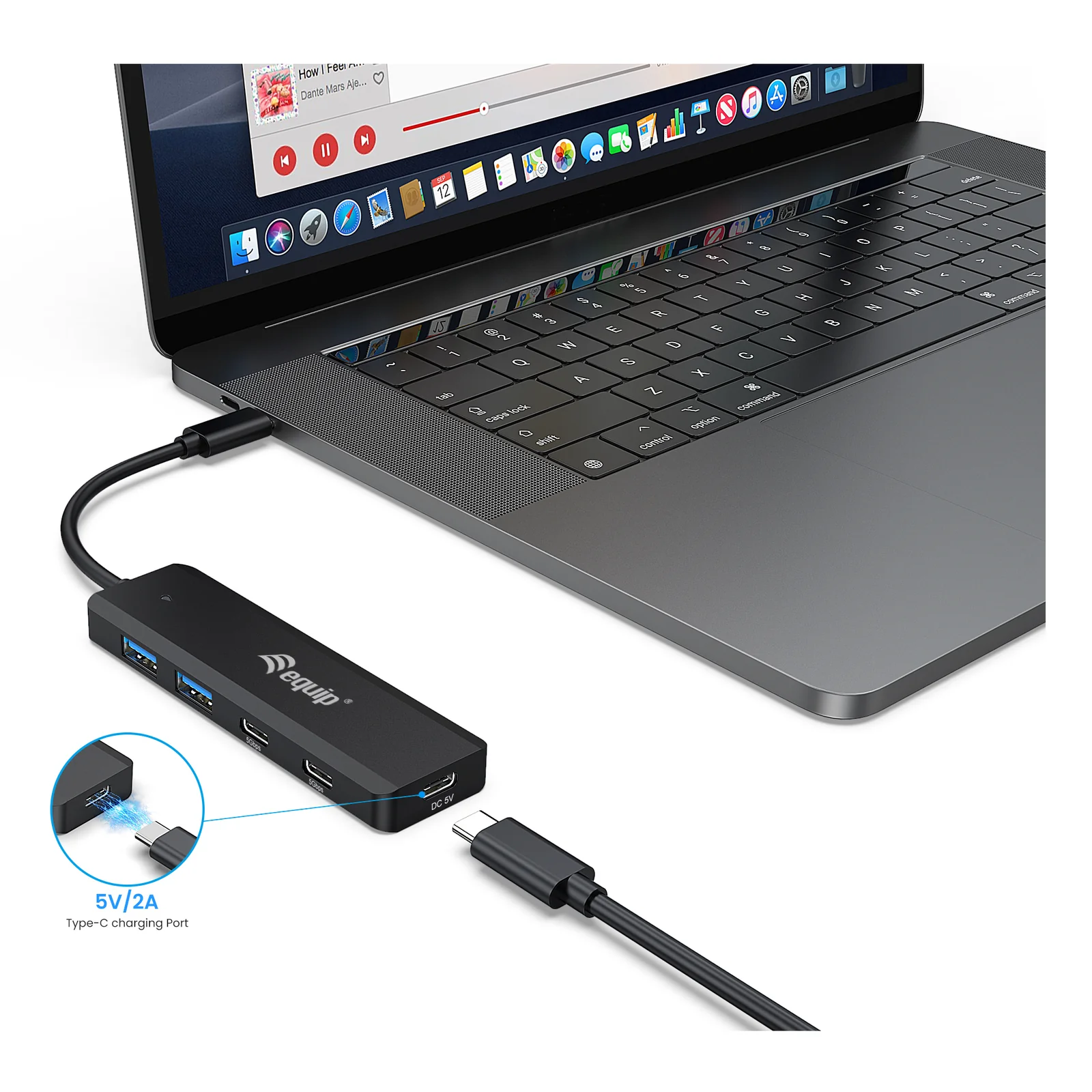 Equip 128964 hub & concentrateur USB 3.2 Gen 1 (3.1 Gen 1) Type-C 5000 Mbit/s Noir