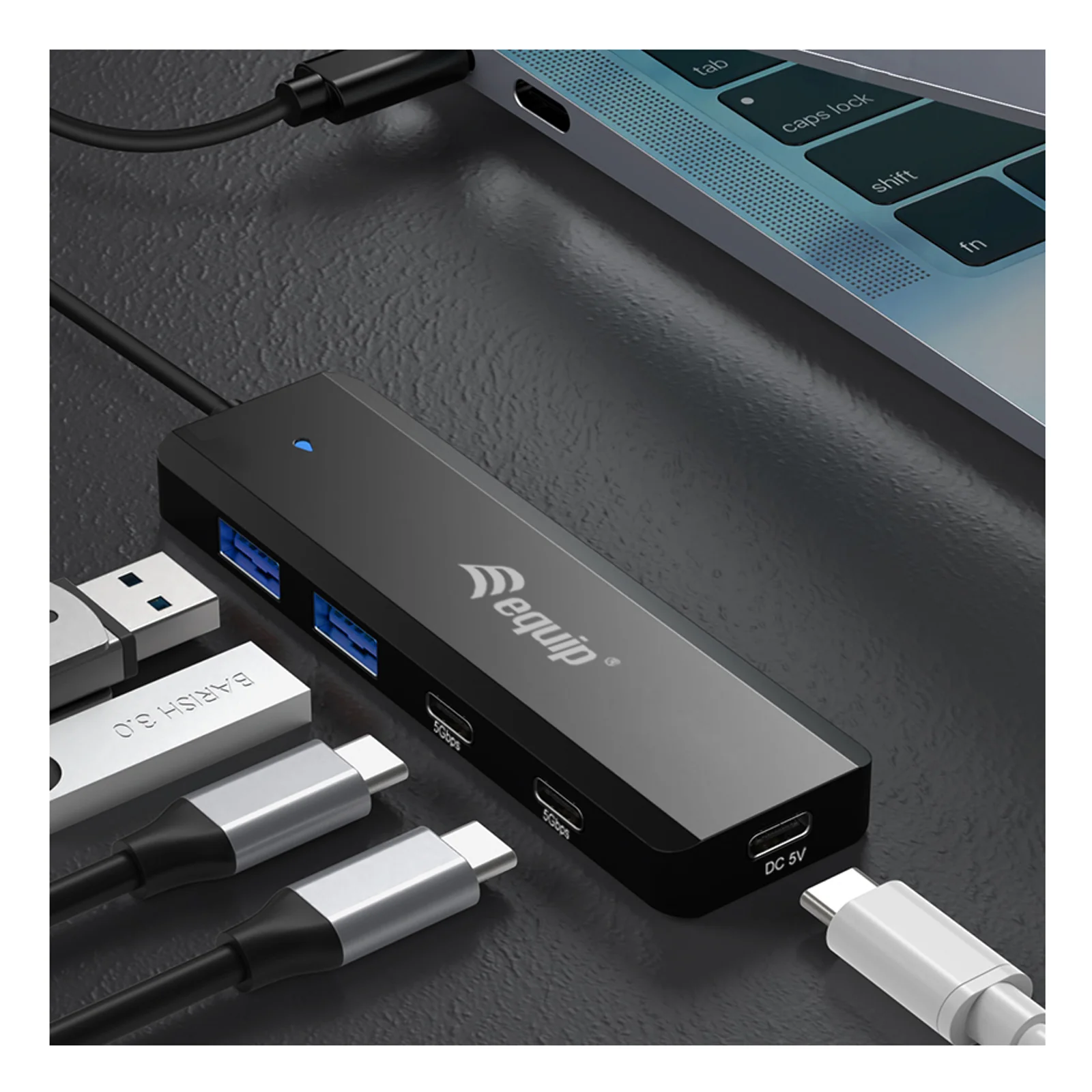 Equip 128964 hub & concentrateur USB 3.2 Gen 1 (3.1 Gen 1) Type-C 5000 Mbit/s Noir