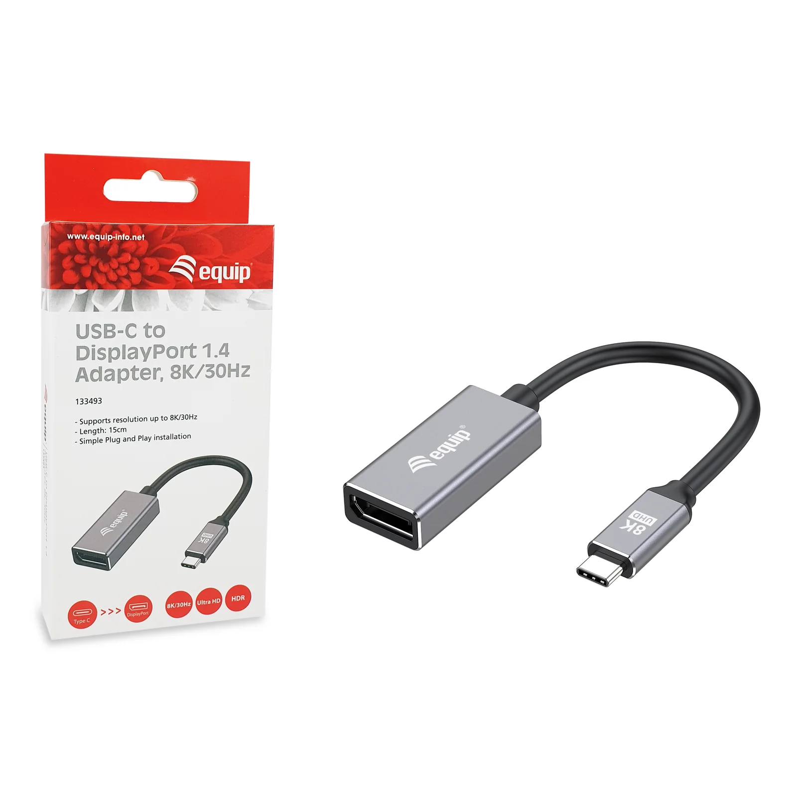 Equip 133493 Adaptateur USB-C vers DisplayPort 1.4, 8K/30Hz