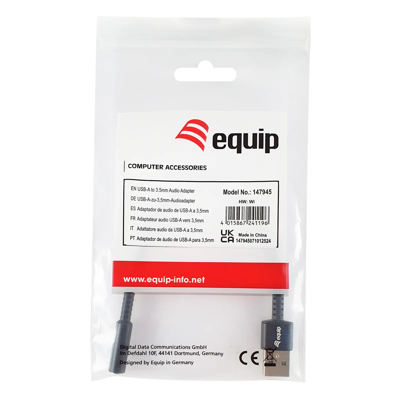 Equip 147945 câble audio 0,15 m 3,5mm USB Type-A Noir