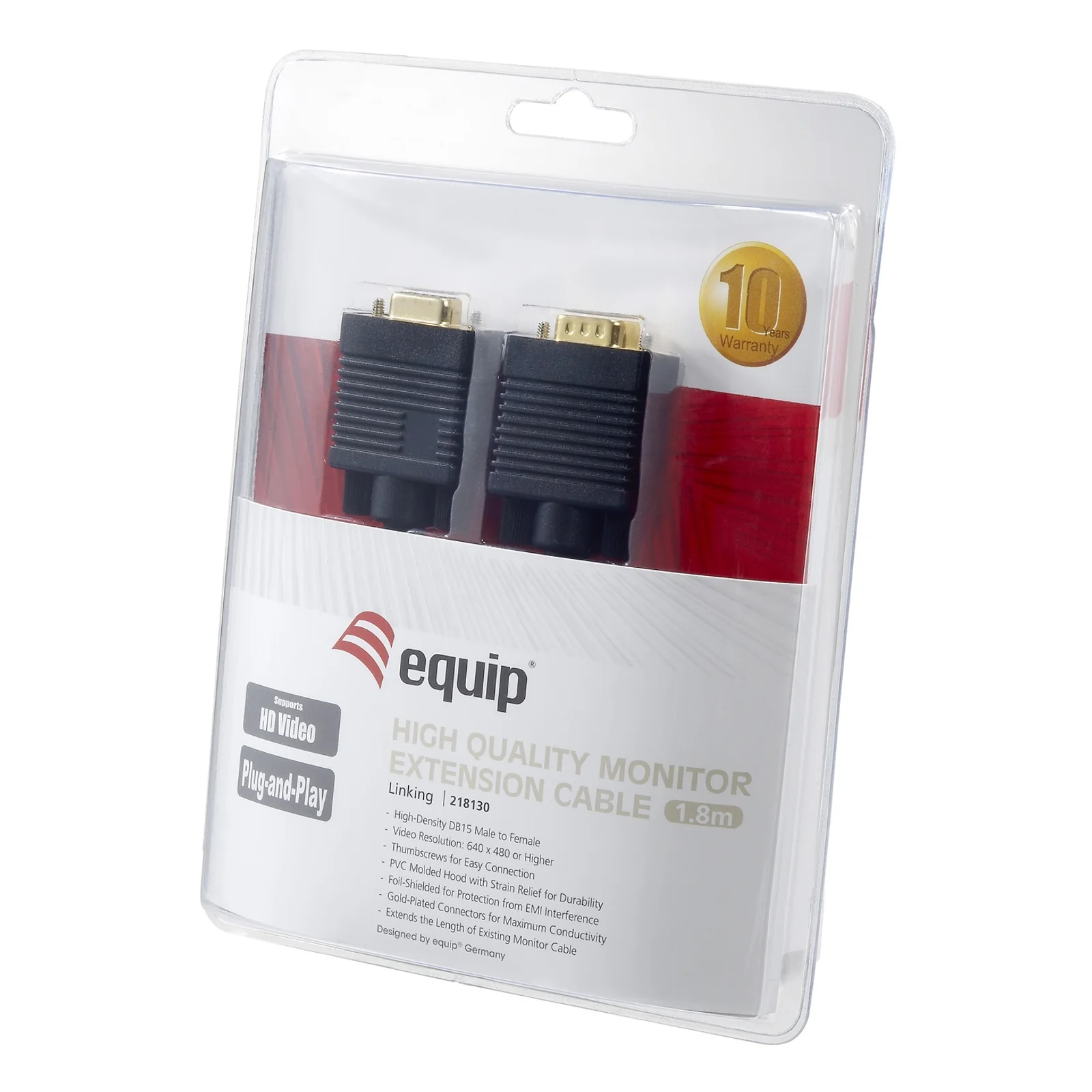 Equip 218130 câble VGA 1,8 m VGA (D-Sub) Noir
