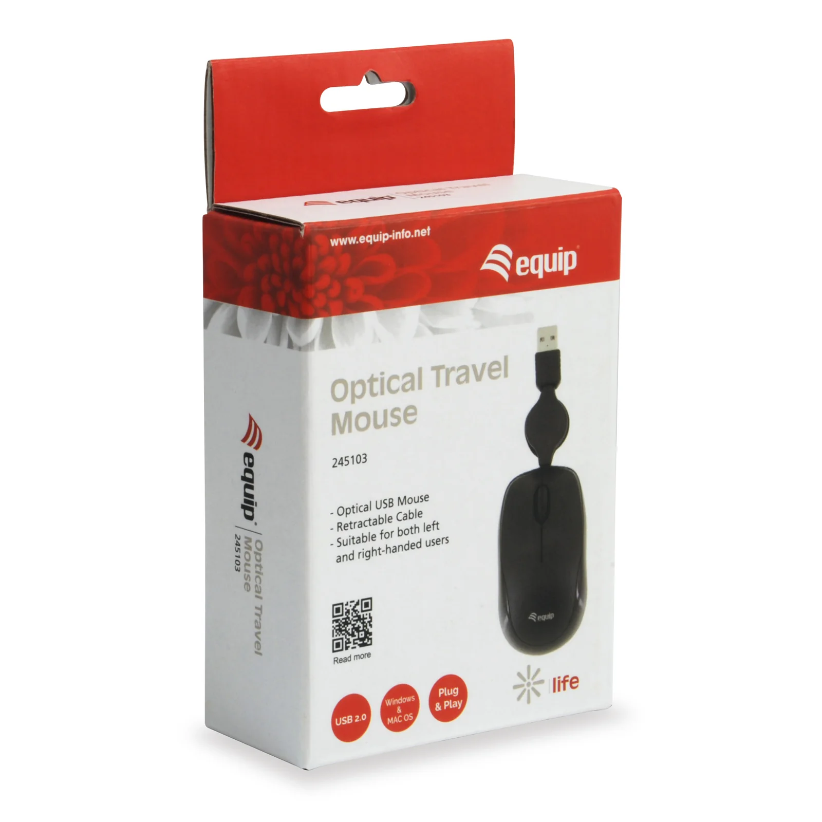 Equip 245103 souris Voyage Ambidextre USB Type-A Optique 1000 DPI