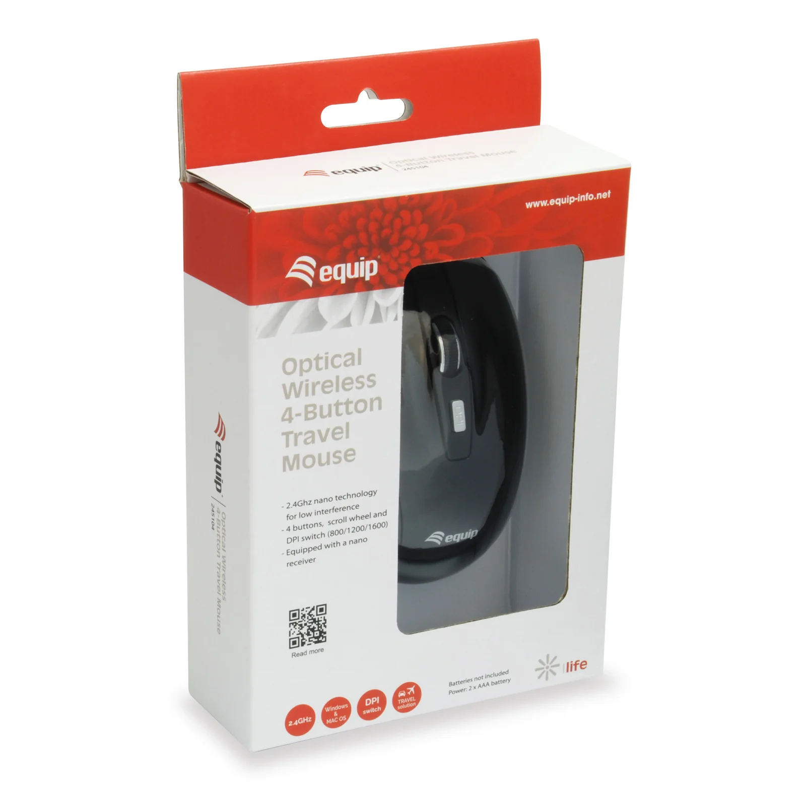 Equip 245104 souris Voyage Ambidextre RF sans fil Optique 1600 DPI