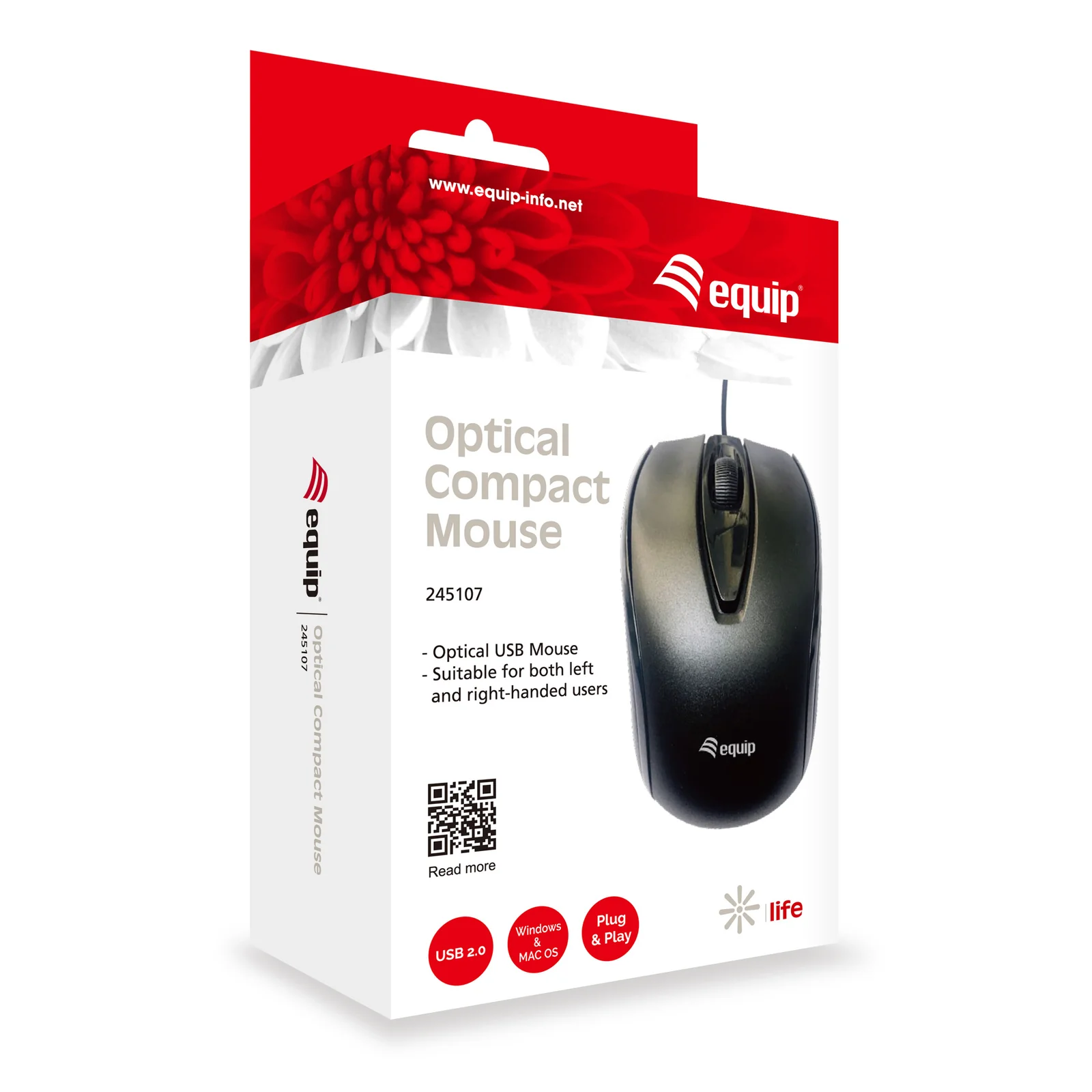 Equip 245107 souris Bureau Ambidextre USB Type-A Optique 1000 DPI