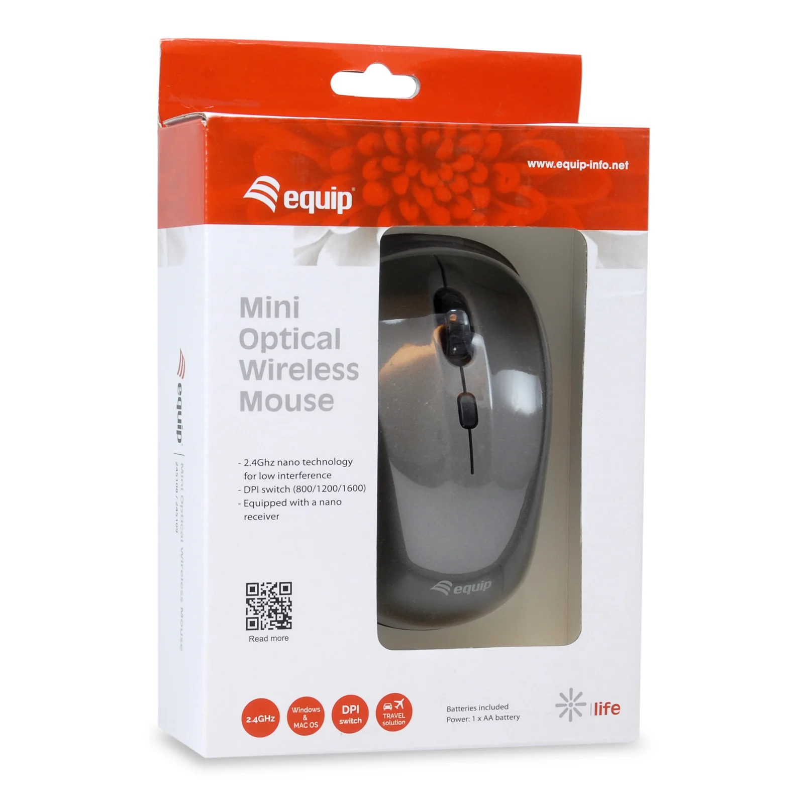 Equip 245109 souris Voyage Ambidextre RF sans fil Optique 1600 DPI
