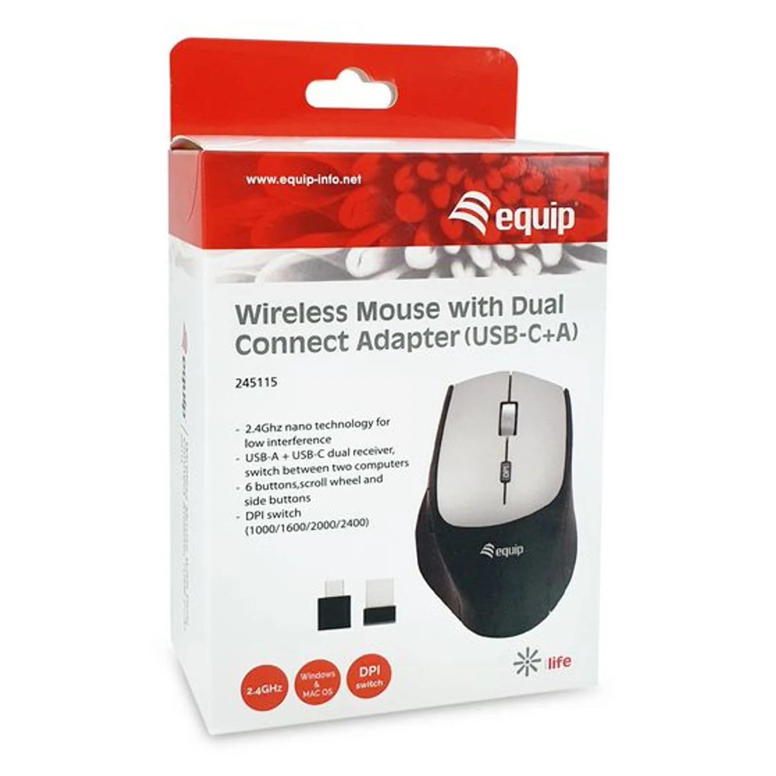 Equip 245115 souris Bureau Droitier RF sans fil Optique 2400 DPI