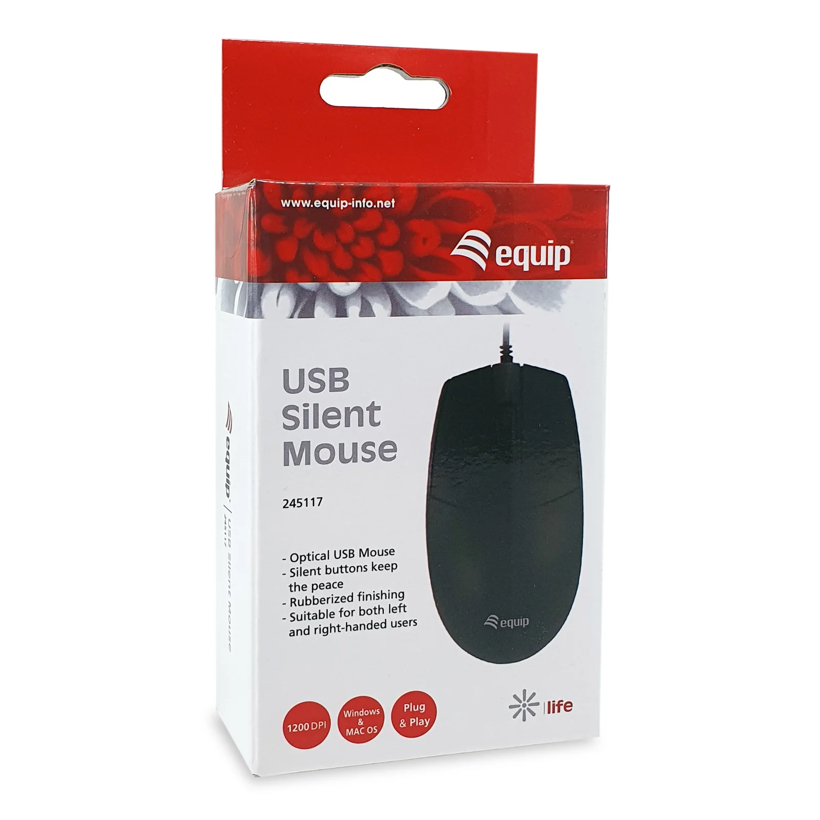 Equip 245117 souris Bureau Ambidextre USB Type-A Optique 1200 DPI